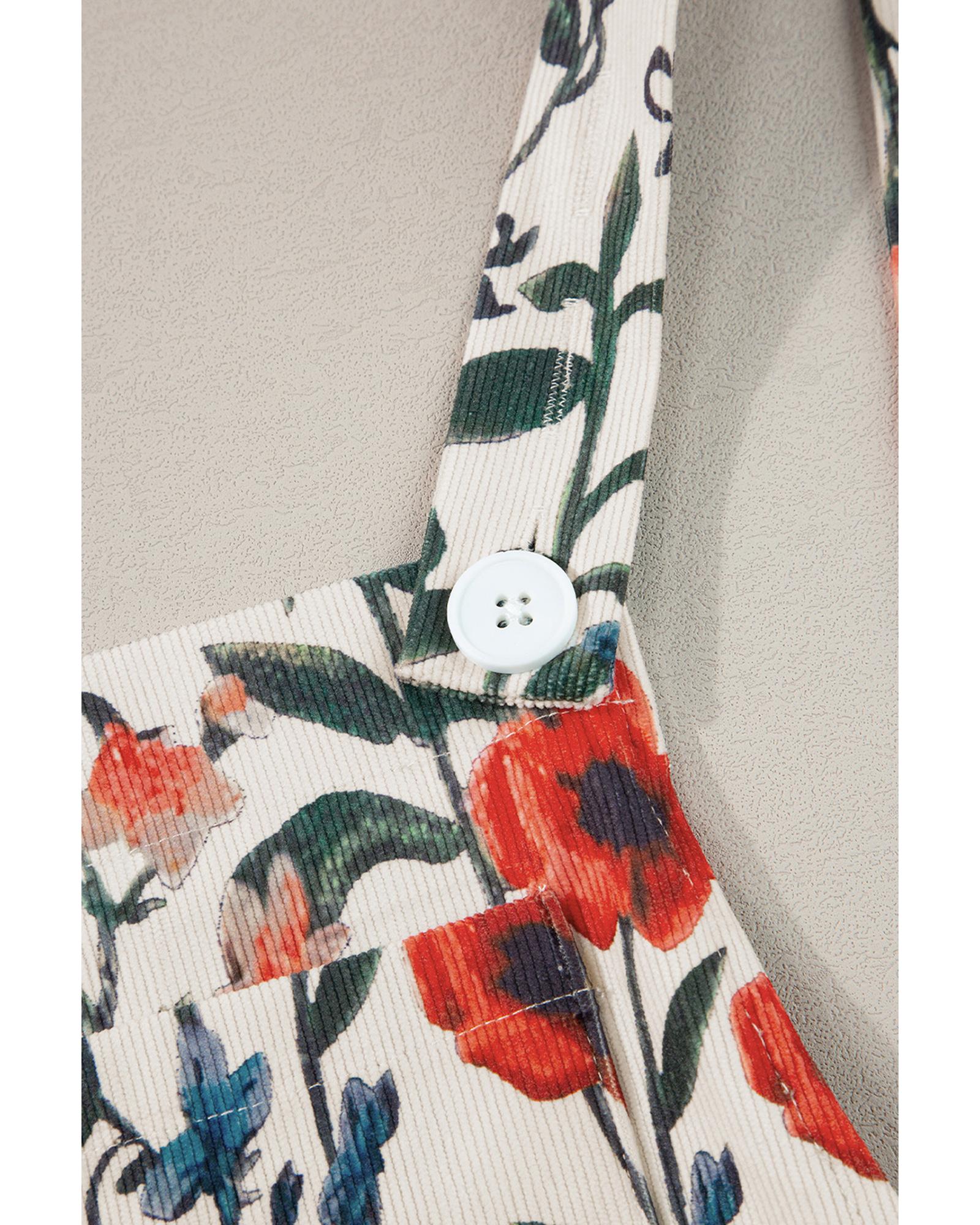 Beige Floral Print Bib Open Back Romper - XL 6