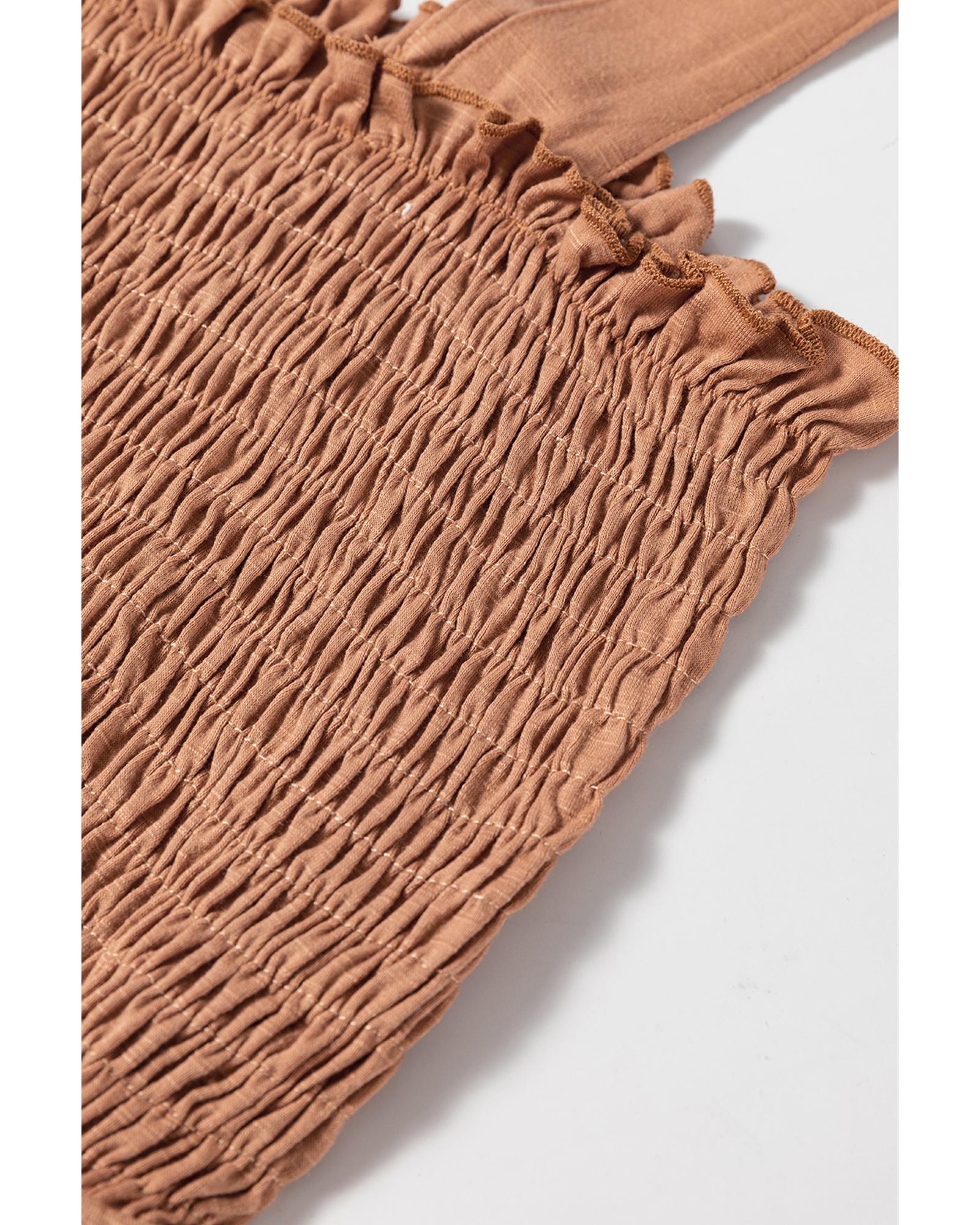 Dusty Pink Ruffled Shirred Wide Leg Sleeveless Jumpsuit - S 5