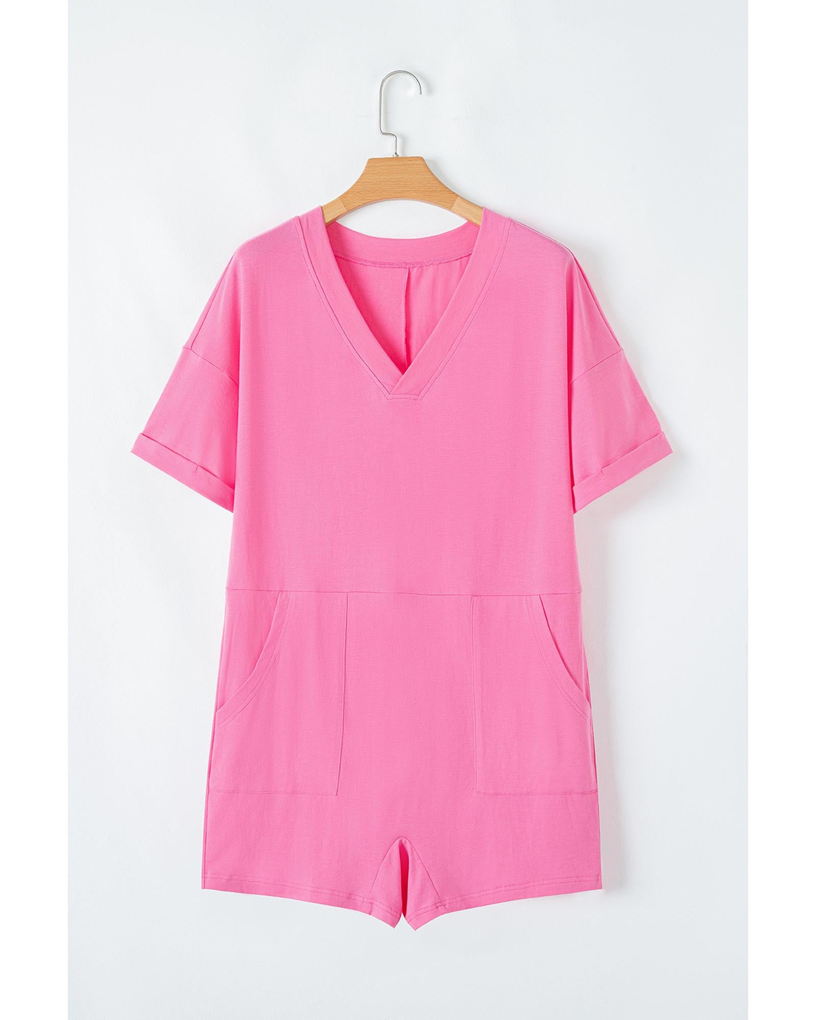 Bonbon Loose Half Sleeve V Neck Knit Romper - L 4