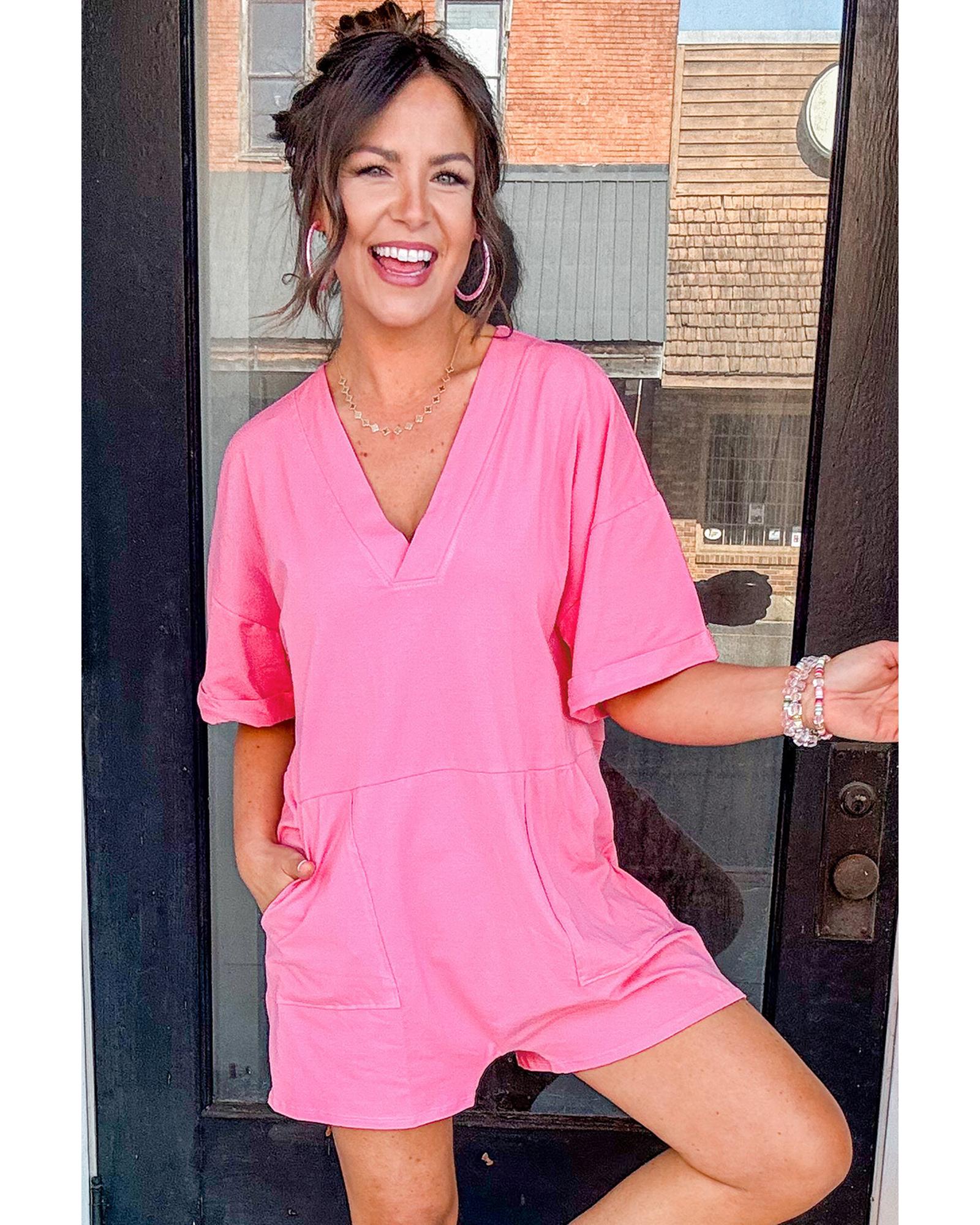 Bonbon Loose Half Sleeve V Neck Knit Romper - M 3