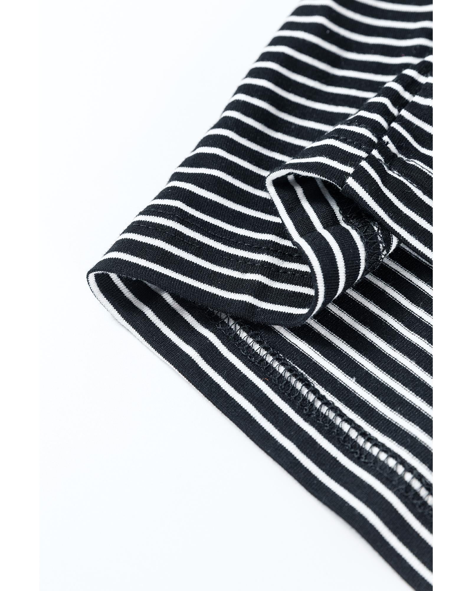 Black white Striped Print Buttoned Wide Leg Sleeveless Jumpsuit - XL 6