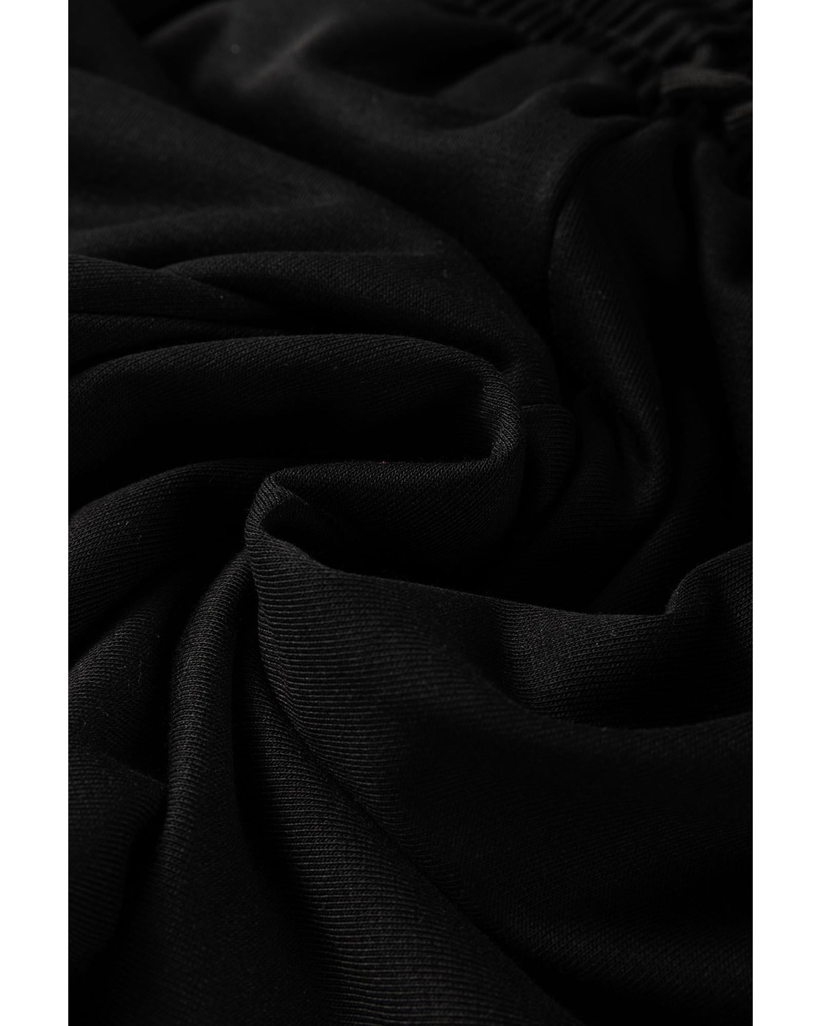 Black Zipper Flutter Sleeve Drawstring High Waist Jumpsuit - L 5