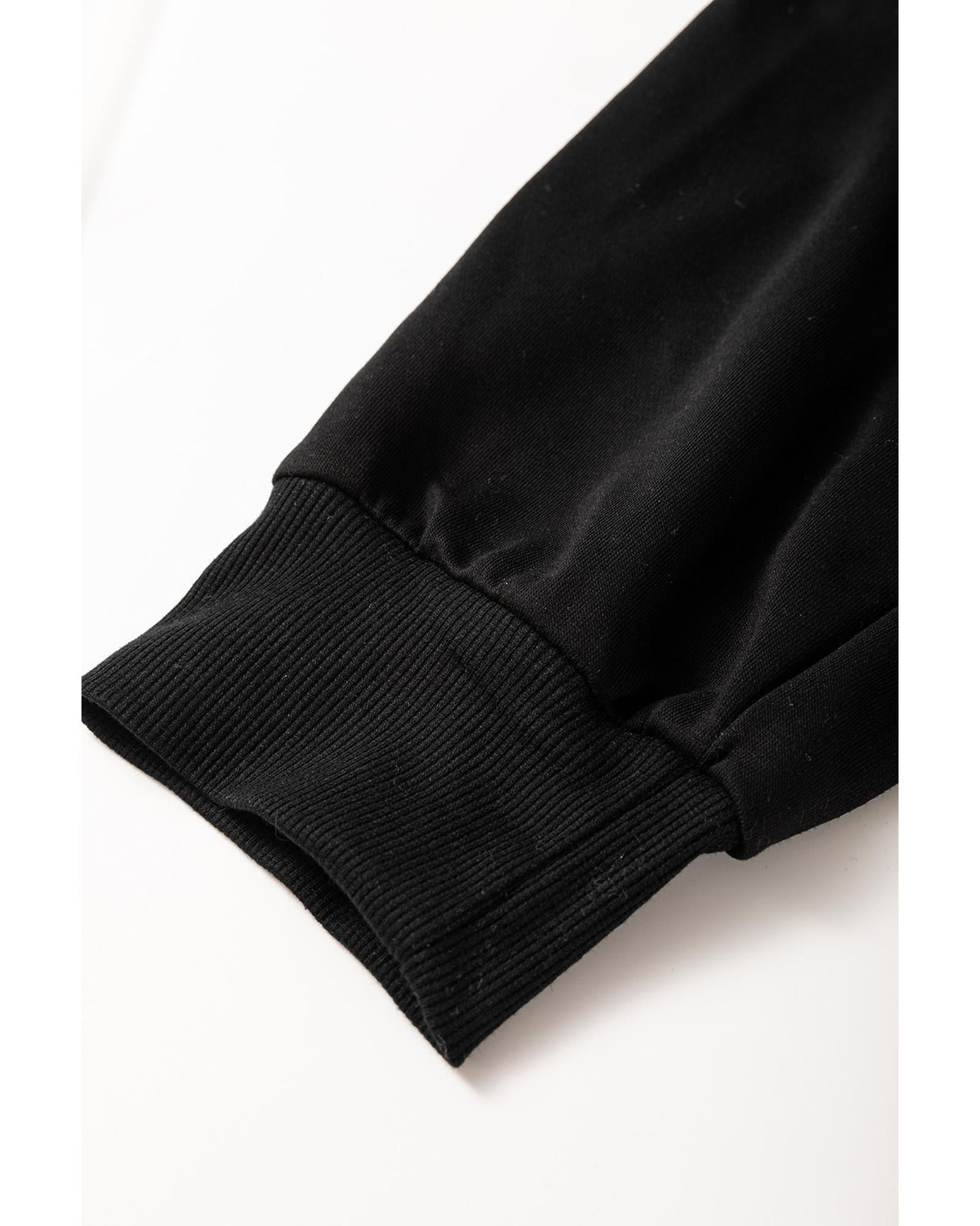 Black Zipper Flutter Sleeve Drawstring High Waist Jumpsuit - XL 4