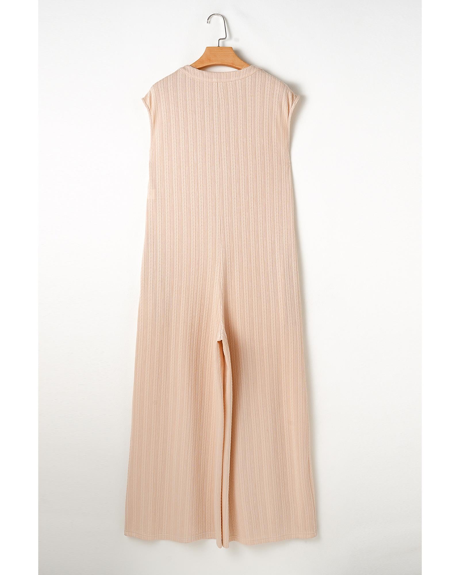 Smoke Gray Textured Buttoned Wide Leg Sleeveless Jumpsuit - S 8