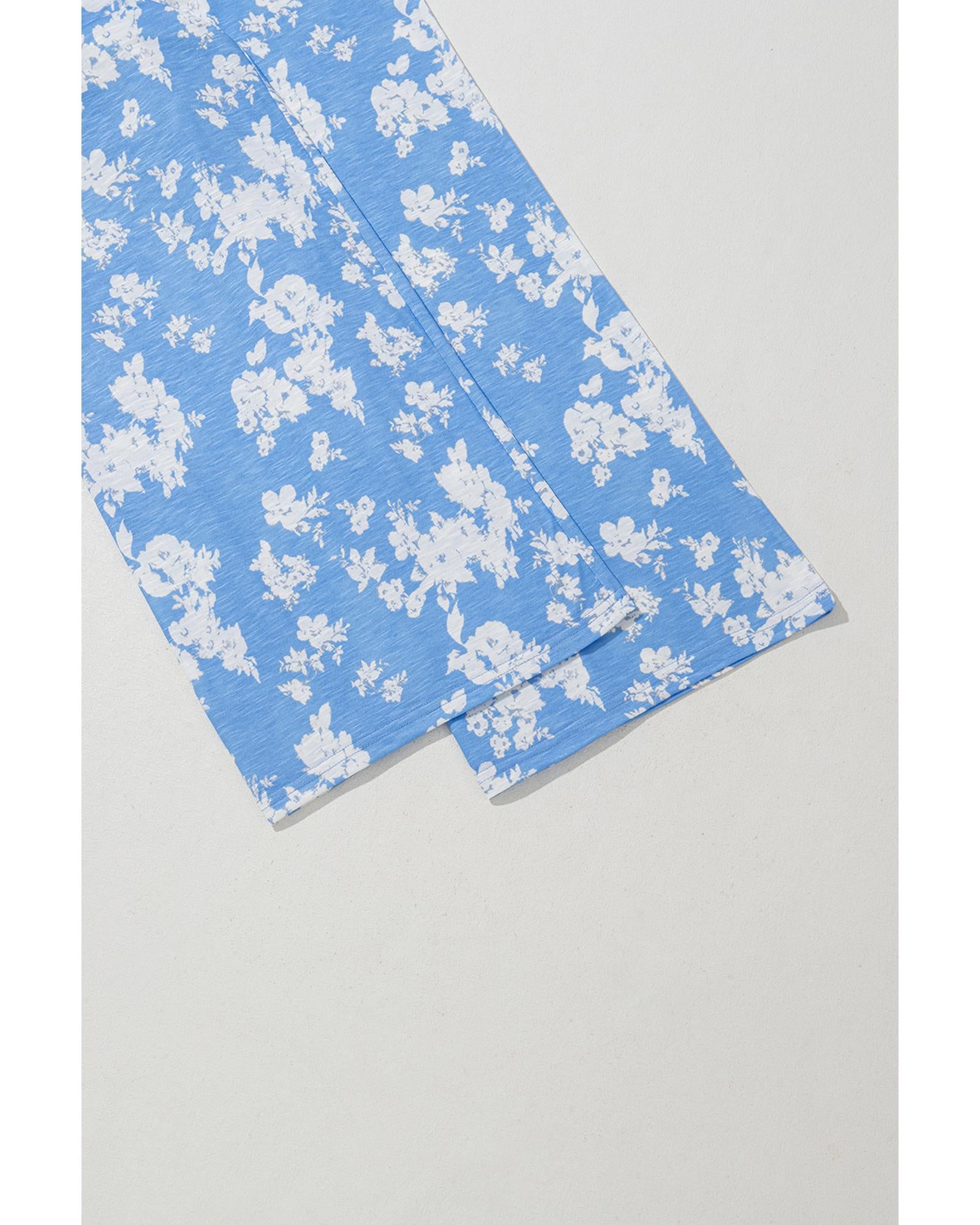 Myosotis Floral Print Half Button Wide Leg Relaxed Sleeveless Jumpsuit - M 5