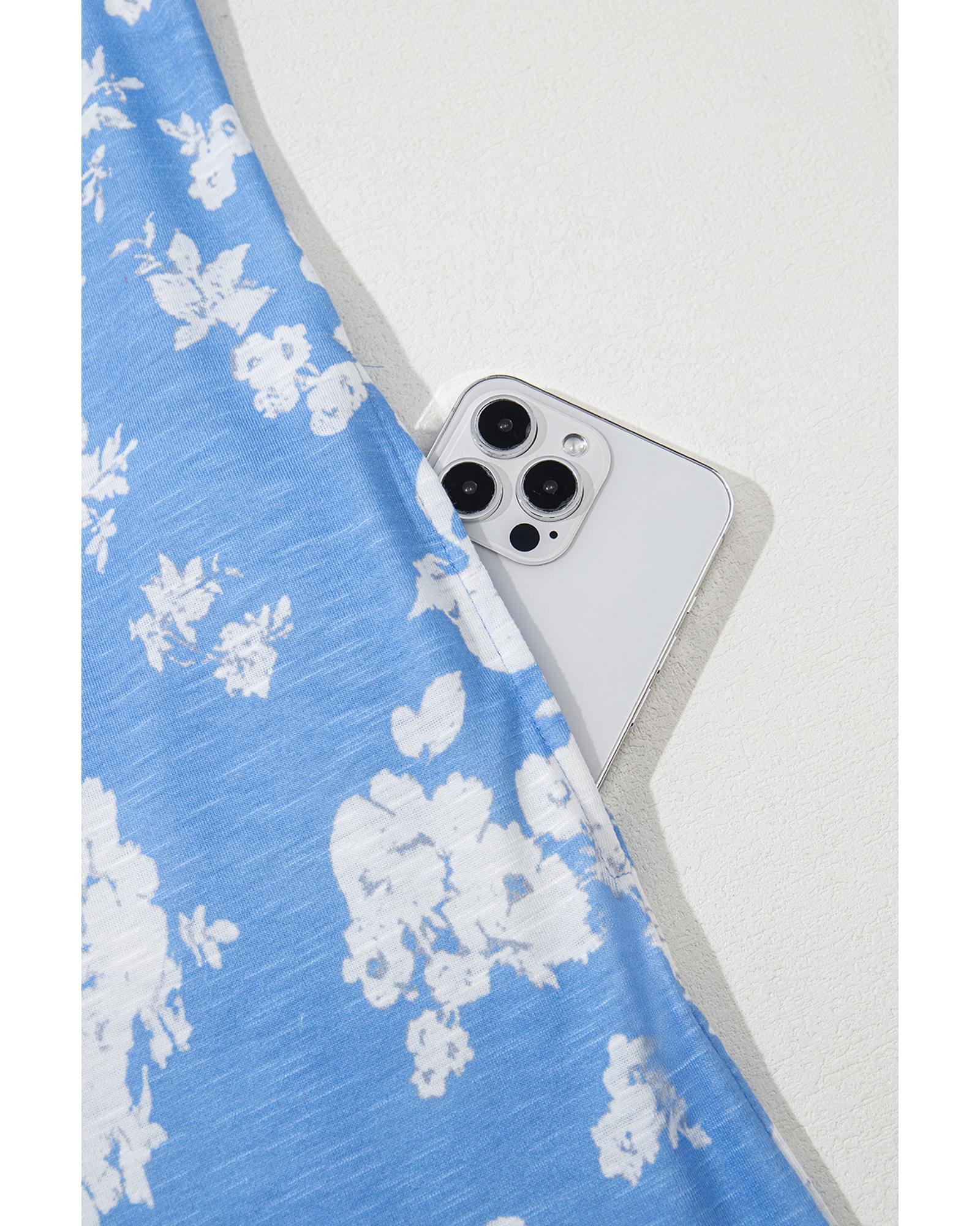 Myosotis Floral Print Half Button Wide Leg Relaxed Sleeveless Jumpsuit - S 6