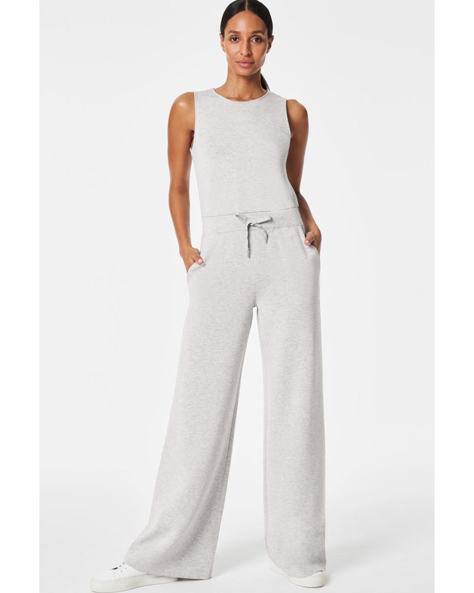 Light Grey Solid Color Crew Neck Drawstring High Waist Sleeveless Jumpsuit - XL 3