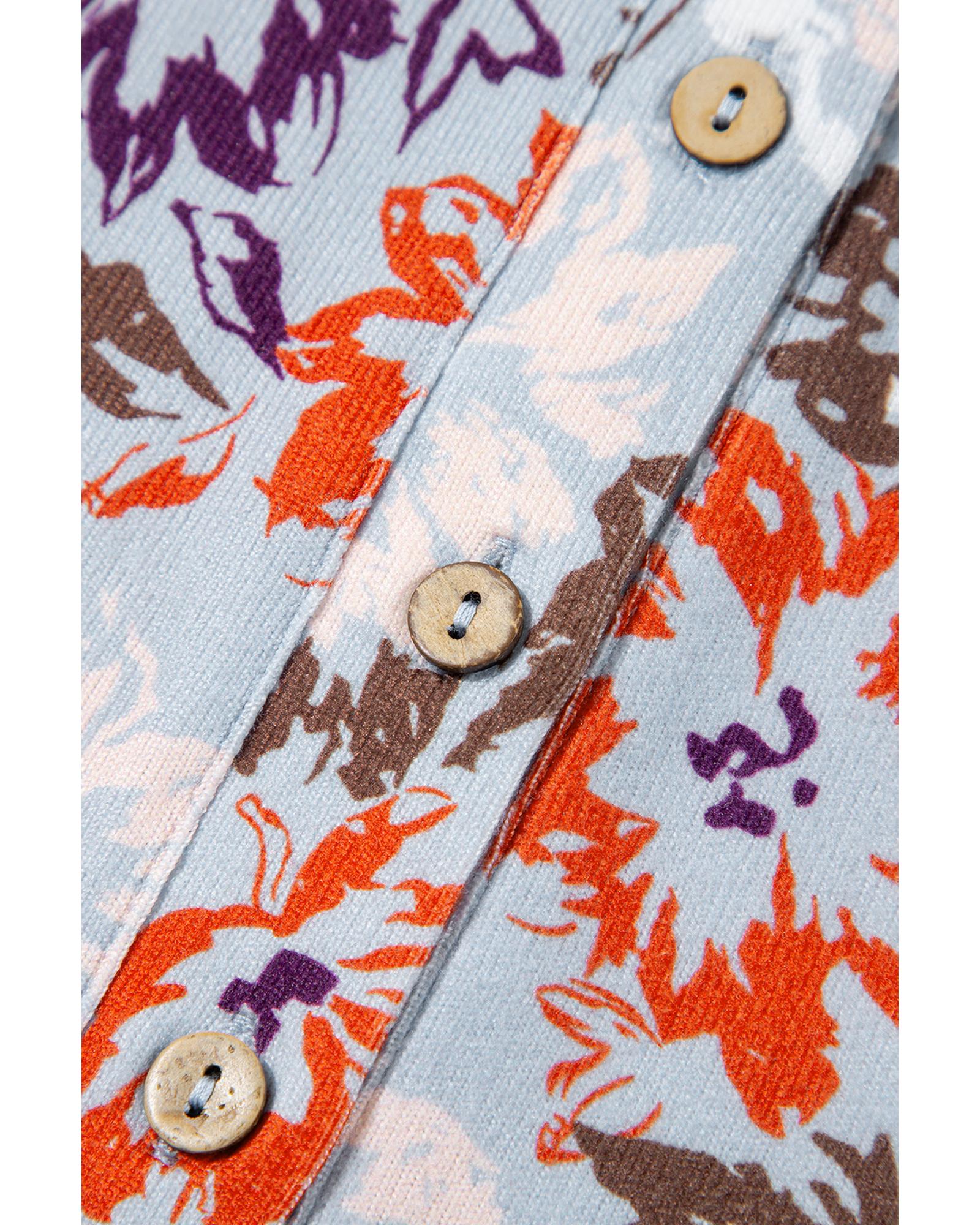 Sky Blue Floral Sleeveless Buttoned Pocketed Wide Leg Jumpsuit - L