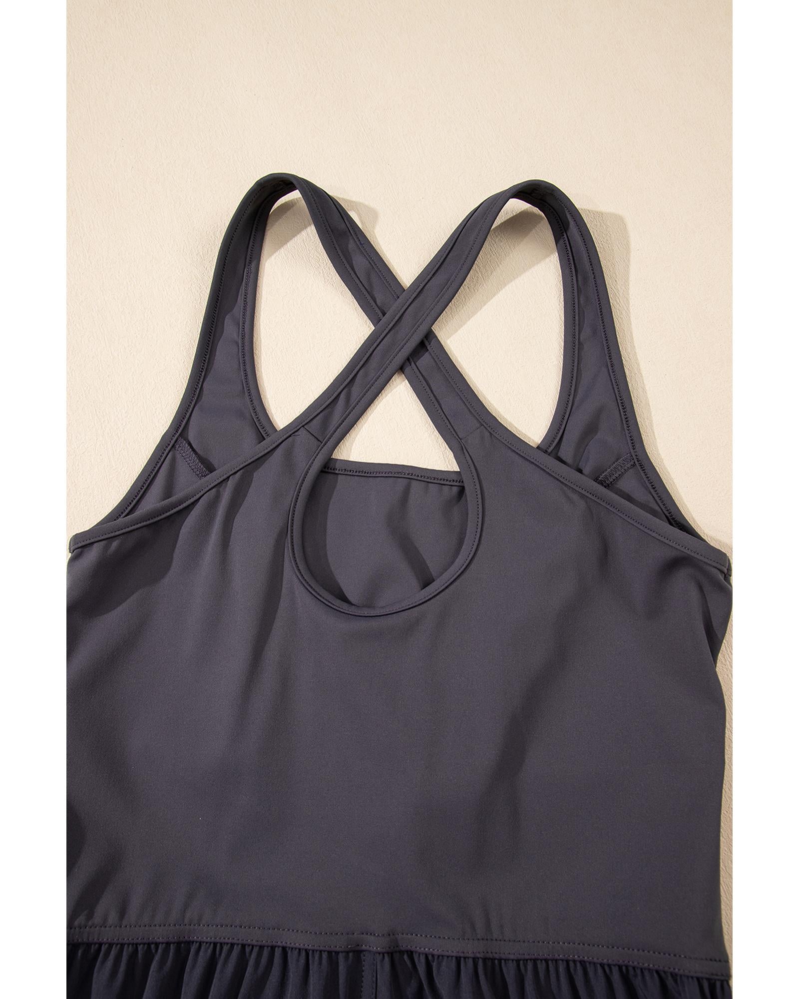 Carbon Grey Back Crossed Straps Hollow Out Jogger Jumpsuit - XL 8