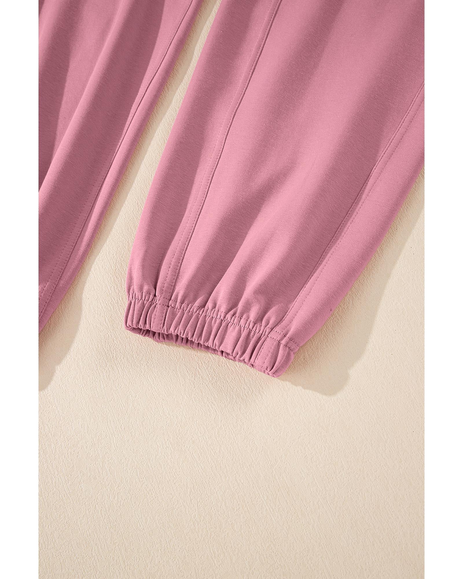 Light Pink Lace-up Elastic Waist Sleeveless Square Neck Jumpsuit - XL 6