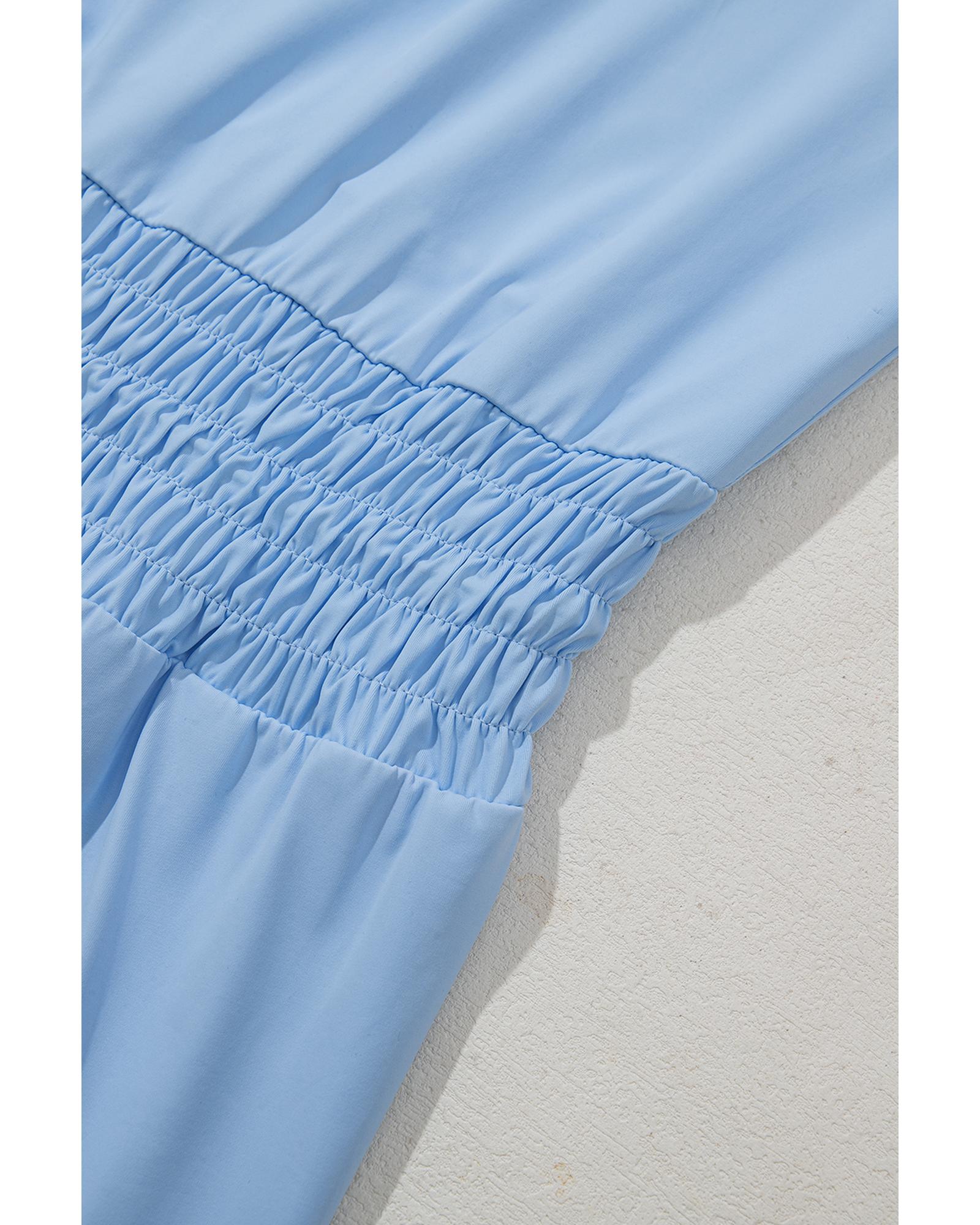 Myosotis Plain Sleeveless Loop Drawstring Cinched Waist Romper - XL 6