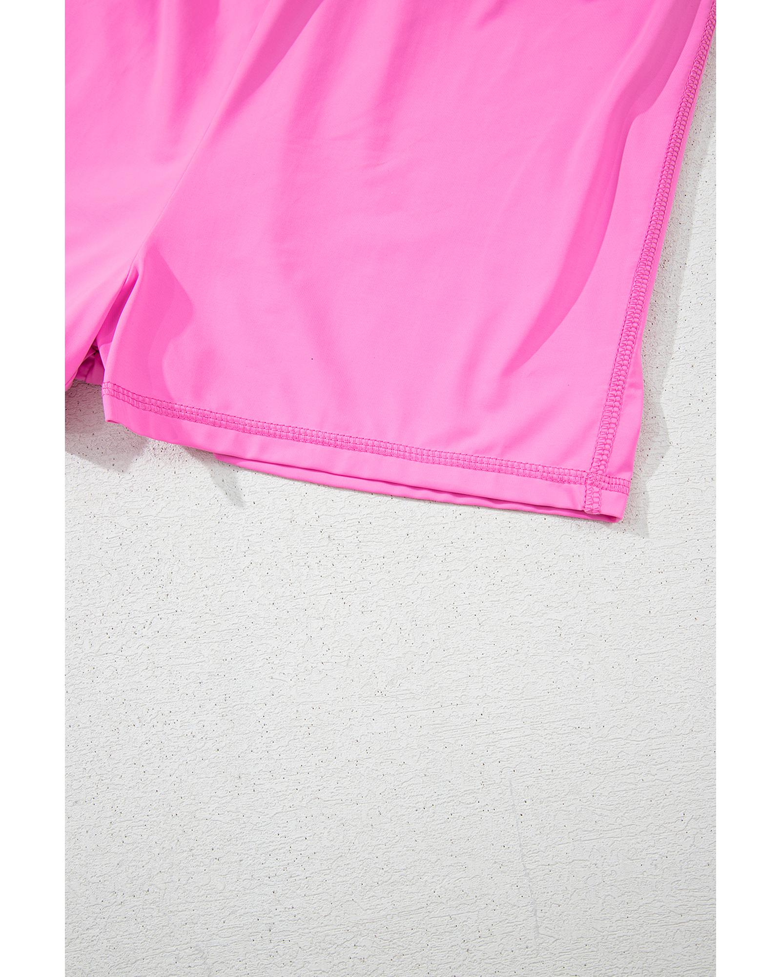 Sachet Pink Plain Sleeveless Loop Drawstring Cinched Waist Romper - XL