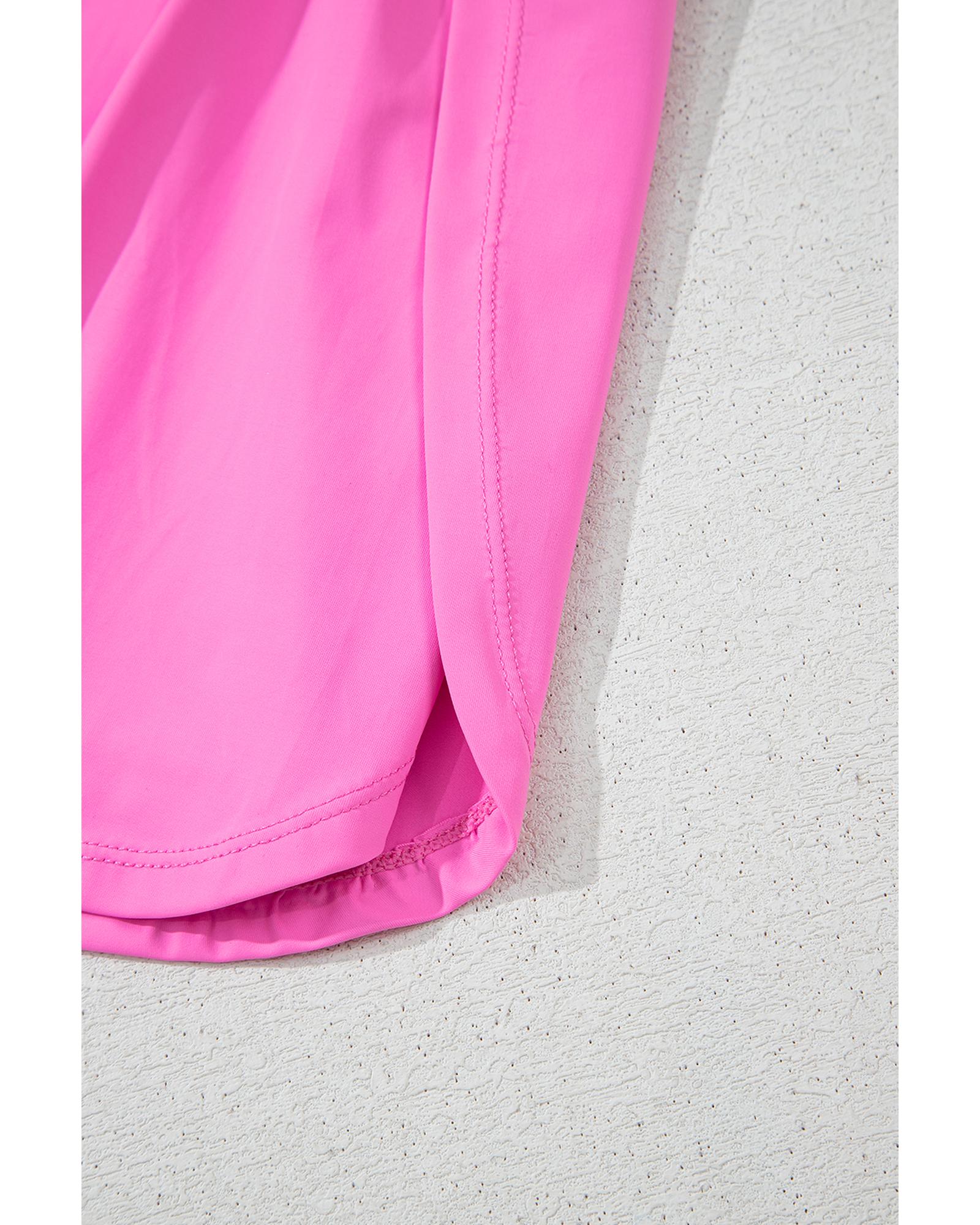 Sachet Pink Plain Sleeveless Loop Drawstring Cinched Waist Romper - XL 7