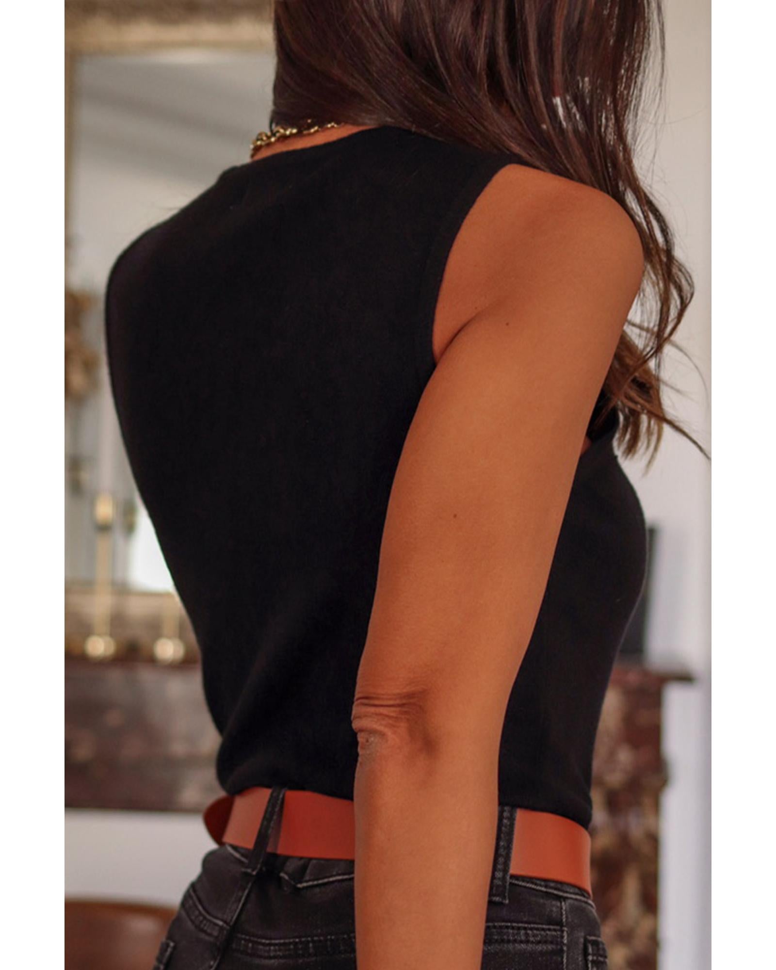 Black Mesh Patchwork Sleeveless Bodysuit - XL 3