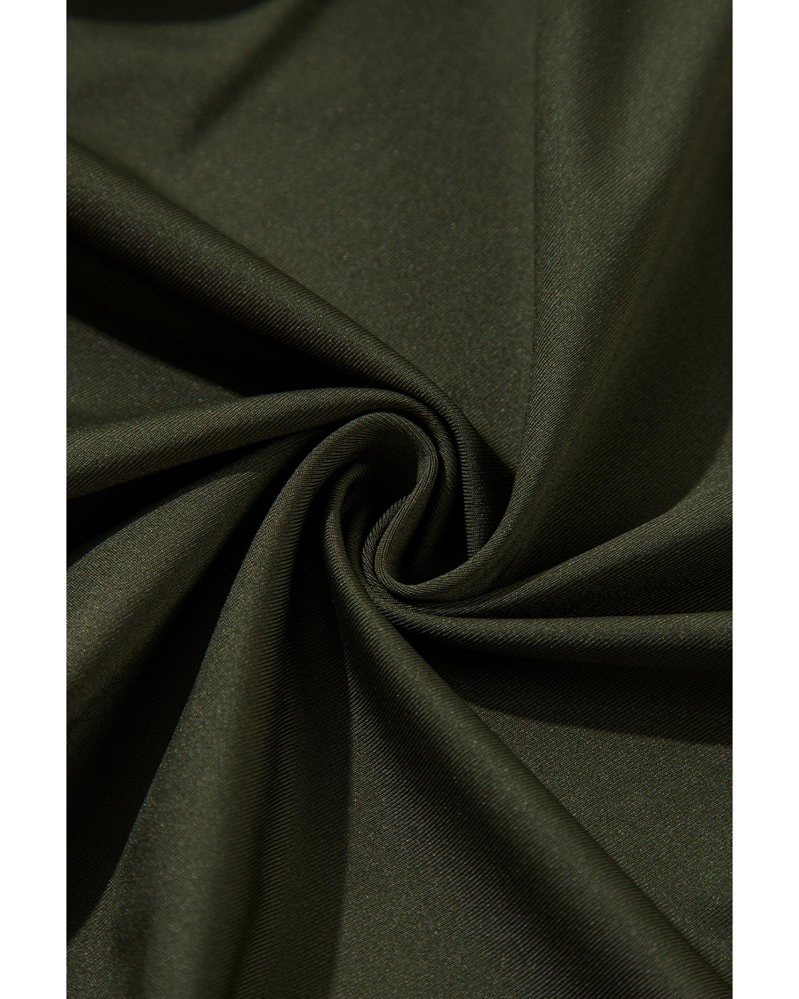 Moss Green Ruched Wrap V Neck Long Sleeve Bodysuit - M 6