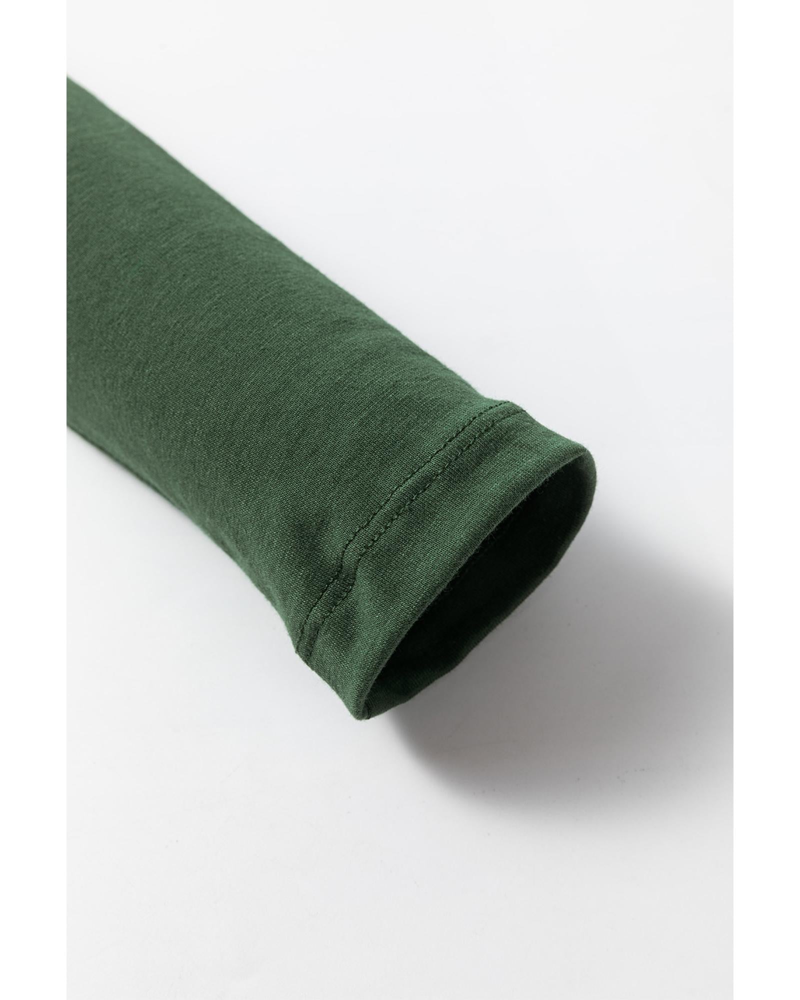 Blackish Green Solid Color Square Neck Long Sleeve Slim Fit Bodysuit - L 7