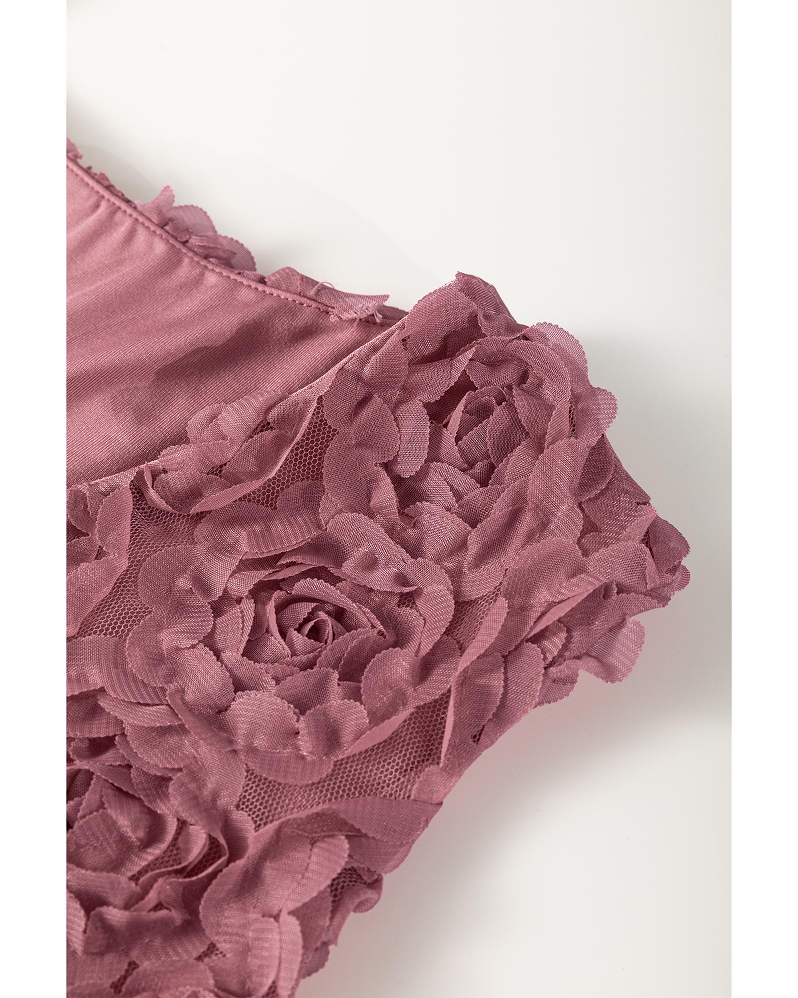 Heather Floral Textured V Neck Wrapped Sleeveless Bodysuit - M