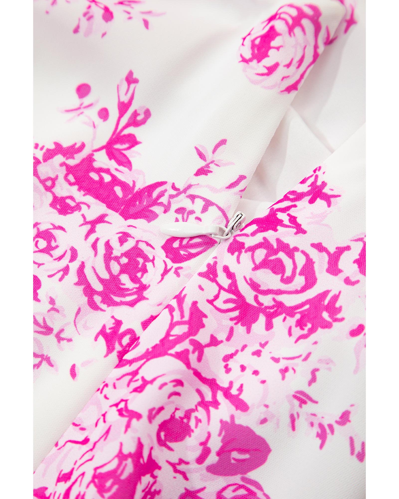 Rose Boho Floral High Waist Ruffle Split Maxi Skirt - M 7