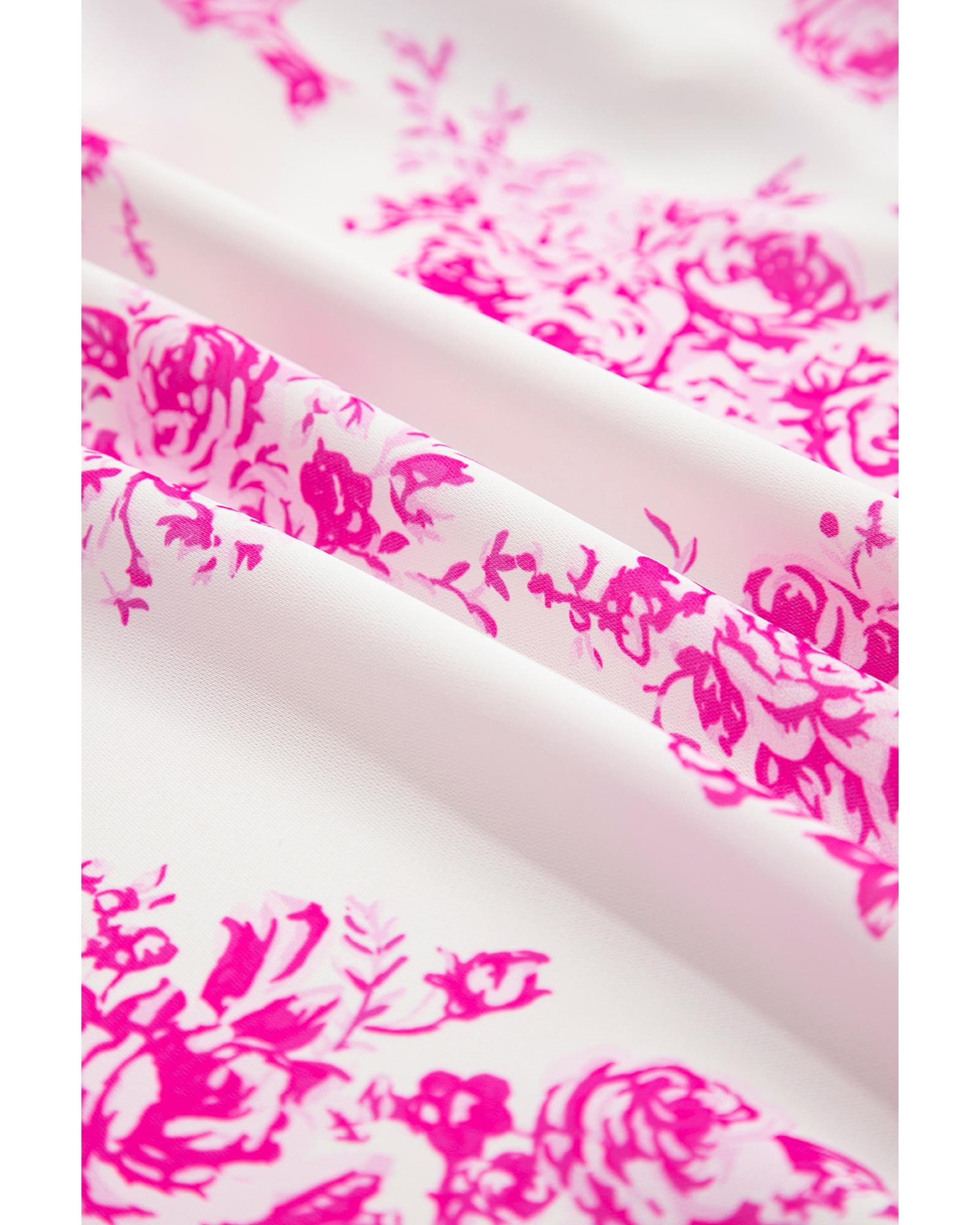 Rose Boho Floral High Waist Ruffle Split Maxi Skirt - XL 8