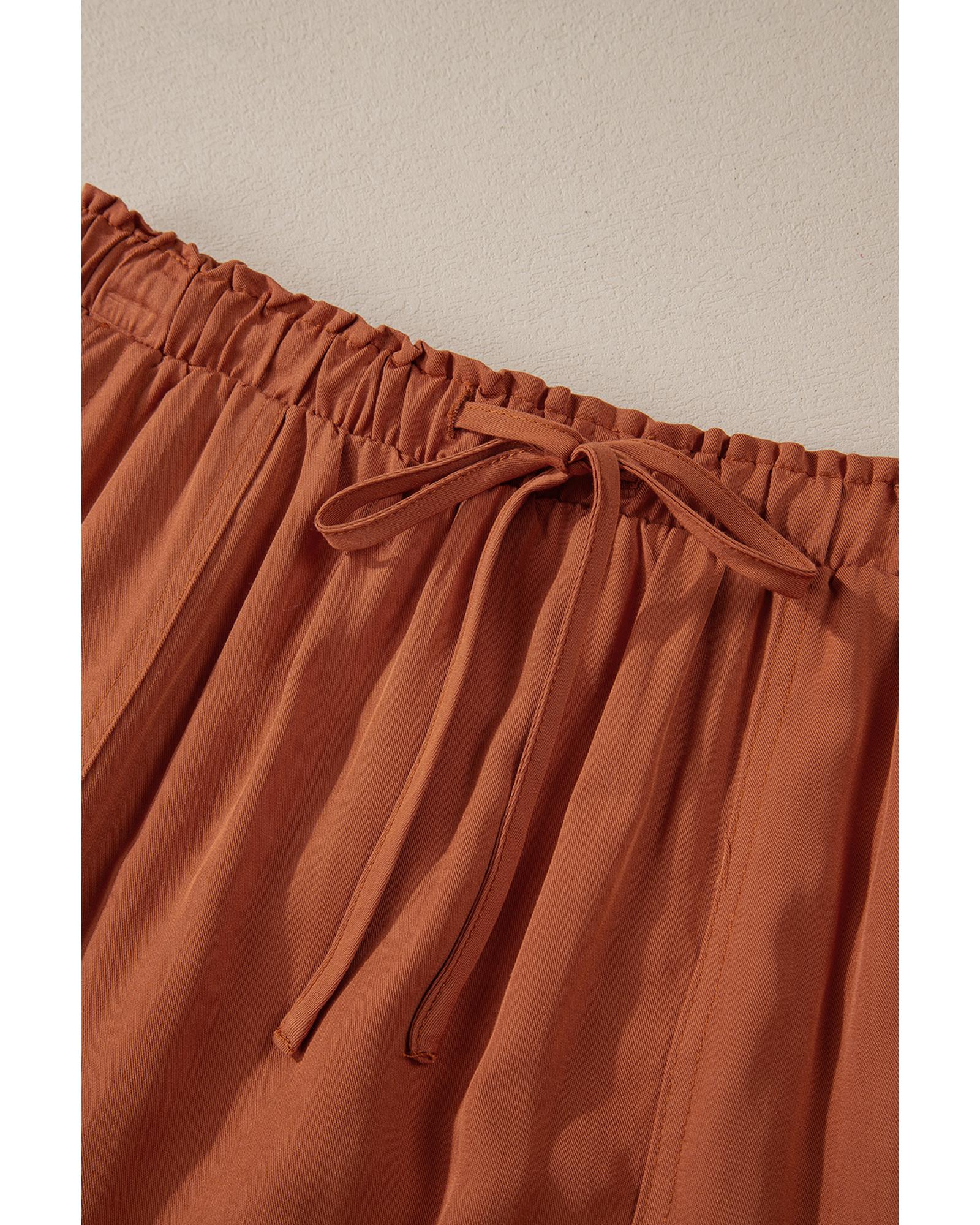 Chestnut Mineral Wash Cargo Pocket Drawstring Waist Maxi Skirt - M 6