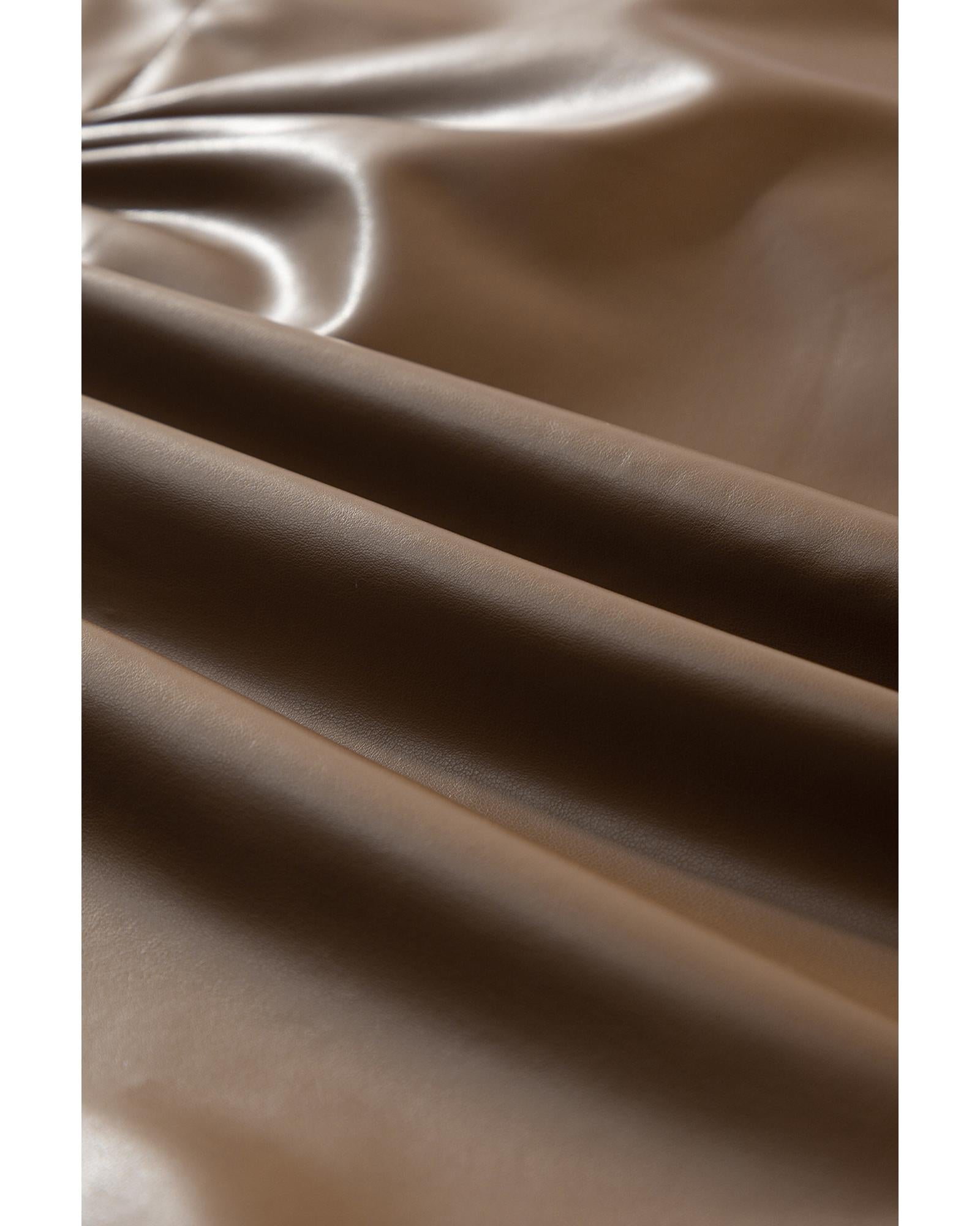 Coffee Bowknot Faux Leather Mini Skirt - L 6