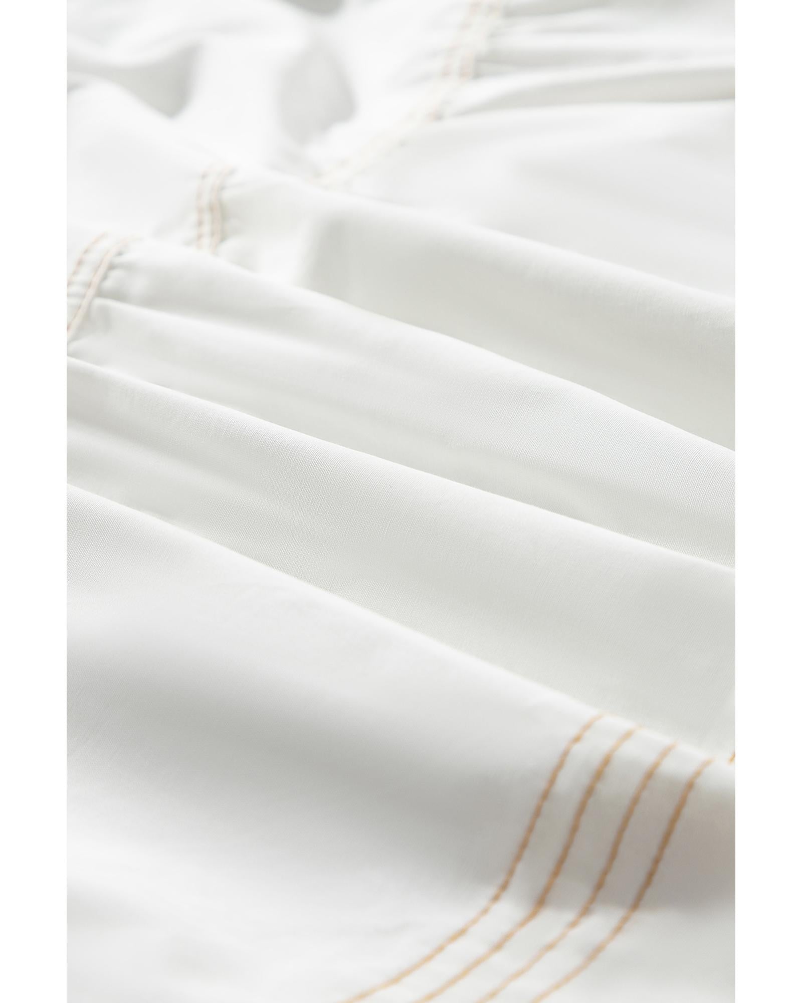 White Contrast Stitching Trim Knotted High Waist A-Line Mini Skirt - S 6