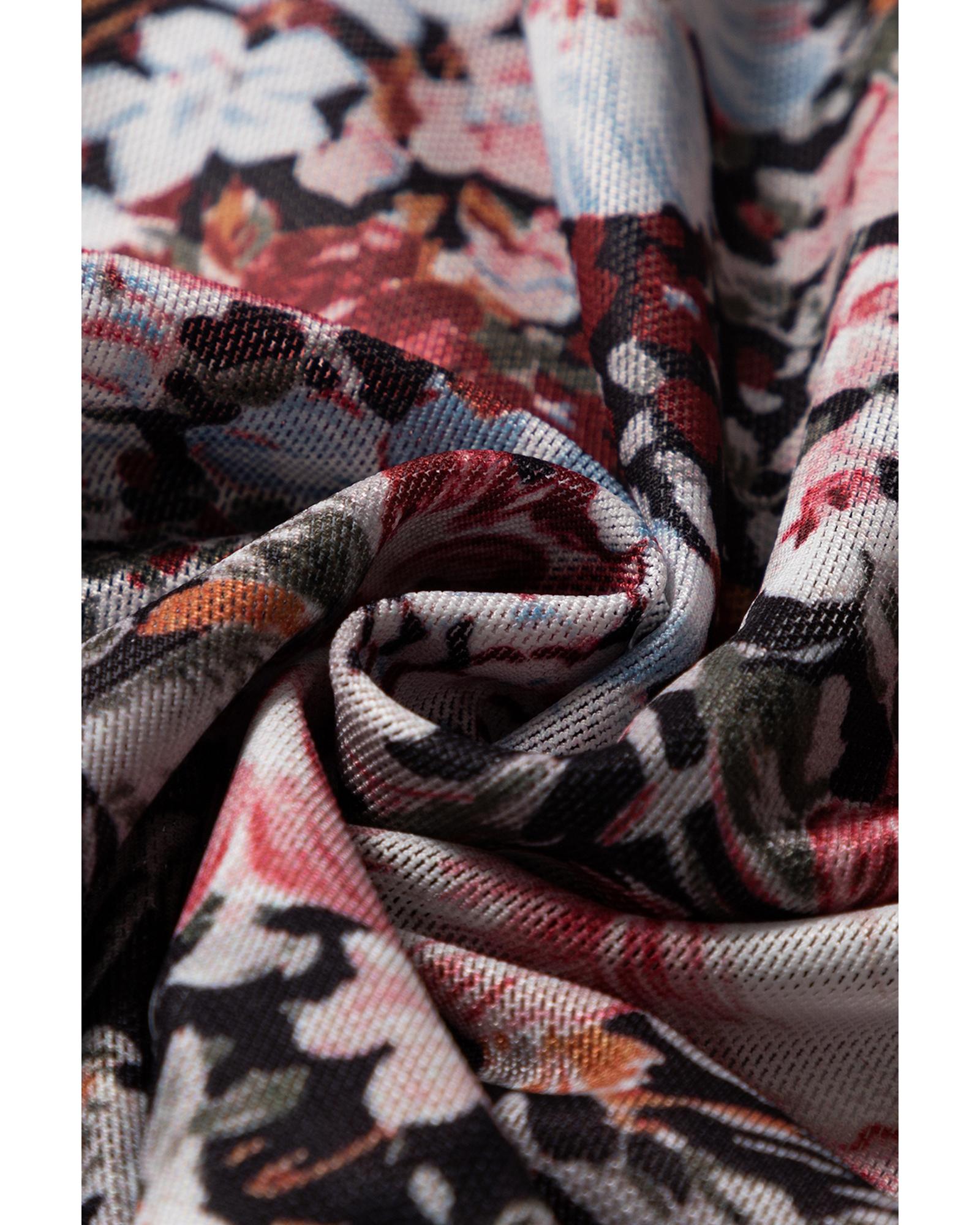 Brown Floral Print High Waist Maxi Skirt - S 4