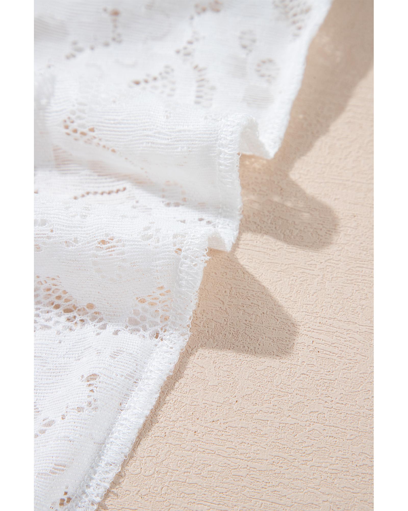 White Lace Ruffled High-low Hem Midi Skirt - L 7