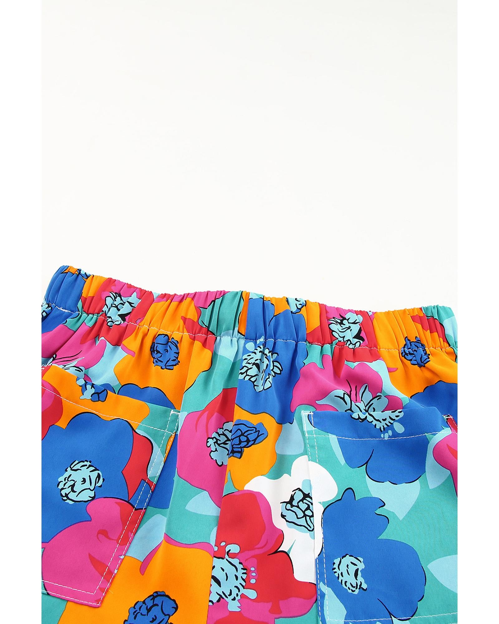 Azura Exchange Floral Print Drawstring Waist Casual Shorts - M 3