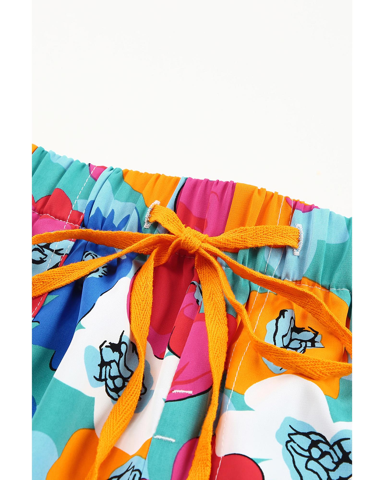 Azura Exchange Floral Print Drawstring Waist Casual Shorts - M 8