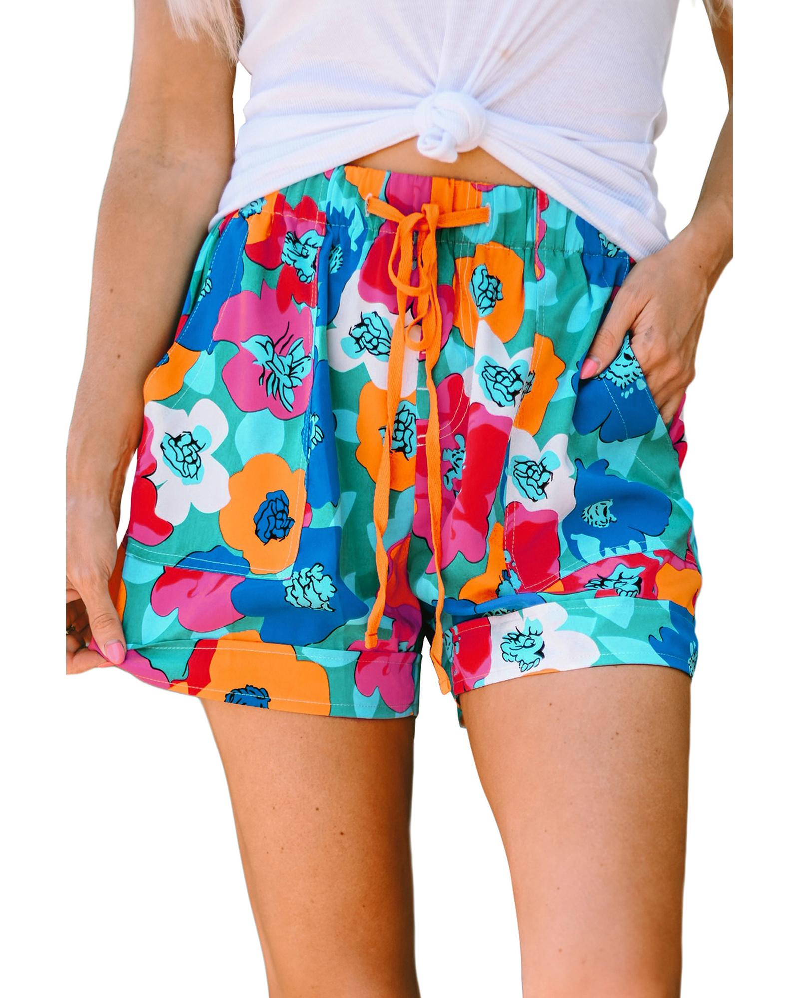 Azura Exchange Floral Print Drawstring Waist Casual Shorts - S 3
