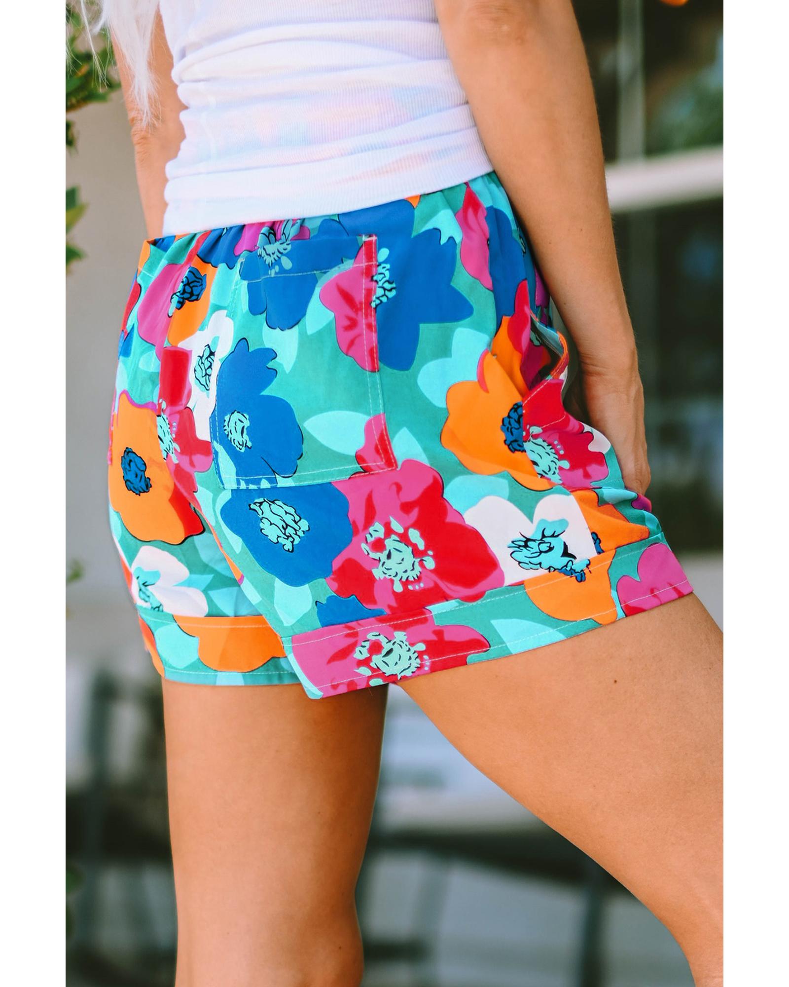 Azura Exchange Floral Print Drawstring Waist Casual Shorts - S 8