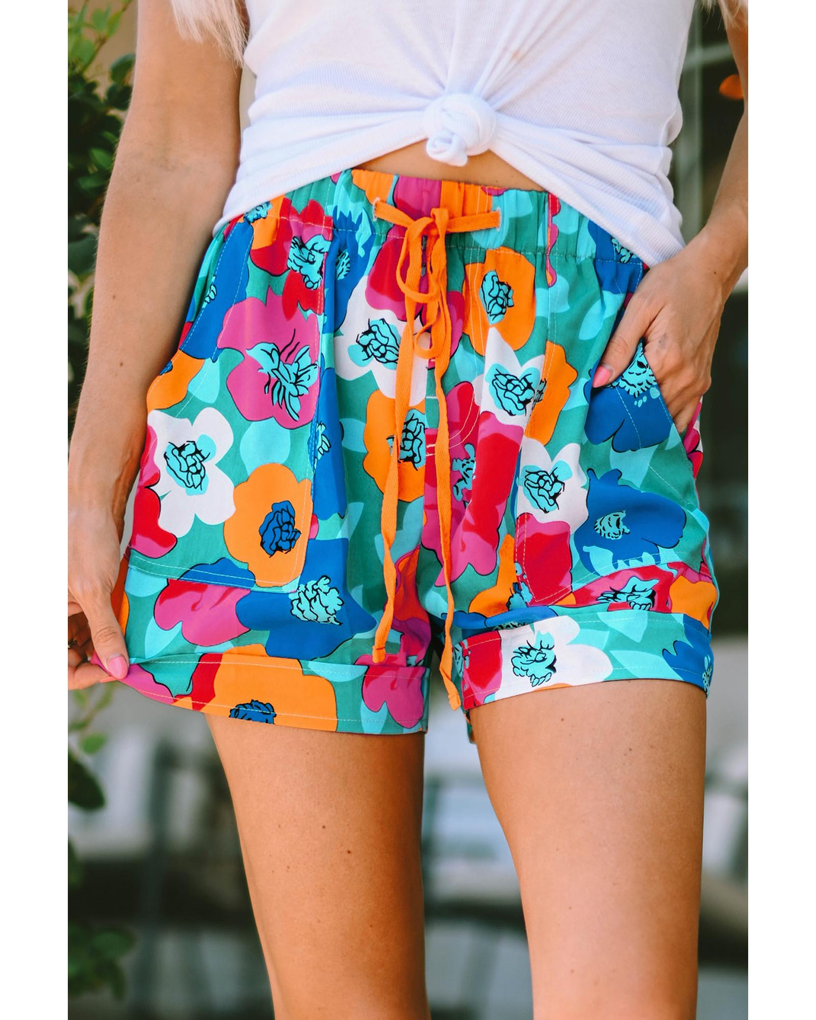 Azura Exchange Floral Print Drawstring Waist Casual Shorts - XL 5