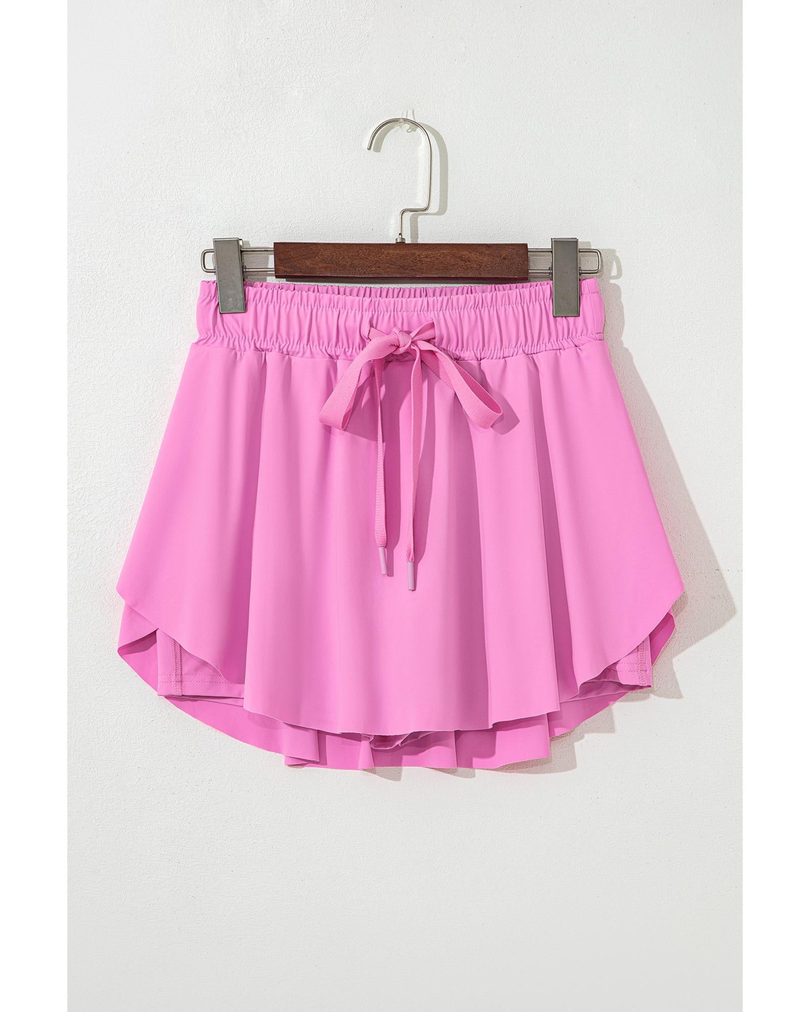 Bonbon Drawstring High Waist Lined Tennis Skorts - L 6