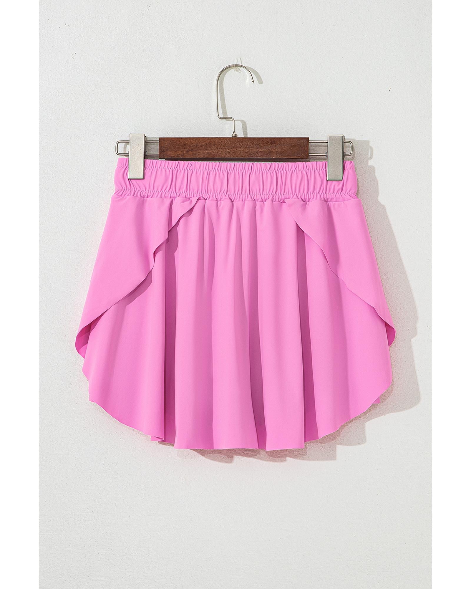 Bonbon Drawstring High Waist Lined Tennis Skorts - L 7