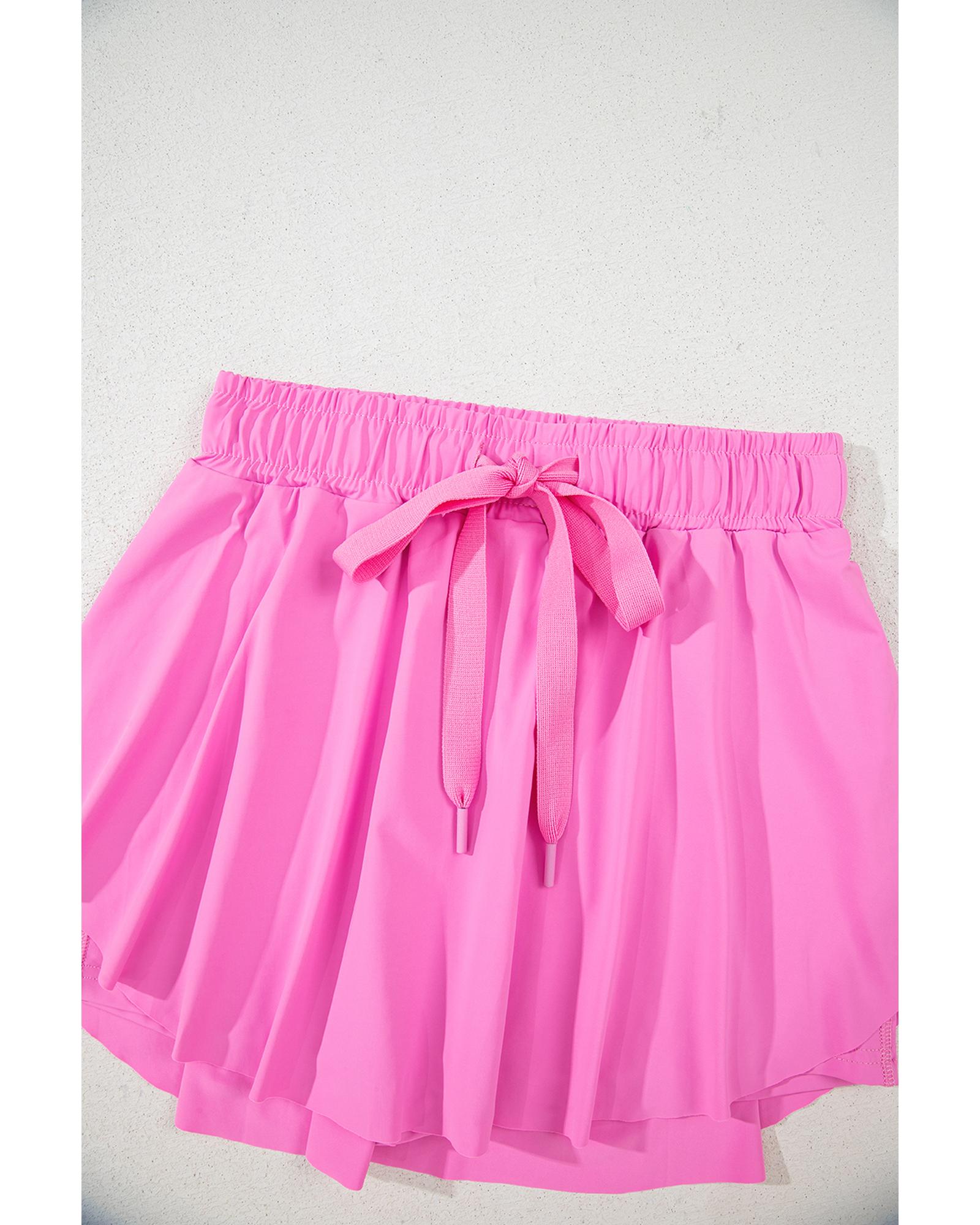 Bonbon Drawstring High Waist Lined Tennis Skorts - XL 8
