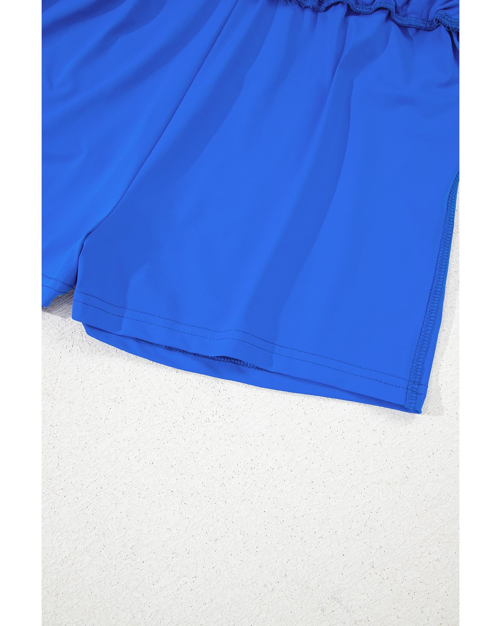 Sky Blue Drawstring High Waist Lined Tennis Skorts - S 8