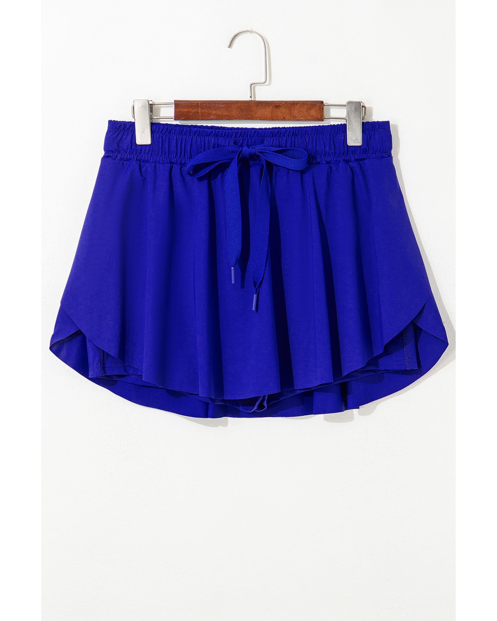 Dark Blue Drawstring High Waist Lined Tennis Skorts - XL 6