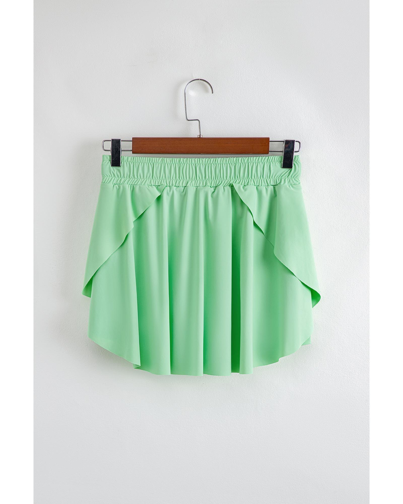 Light Green Drawstring High Waist Lined Tennis Skorts - L 7