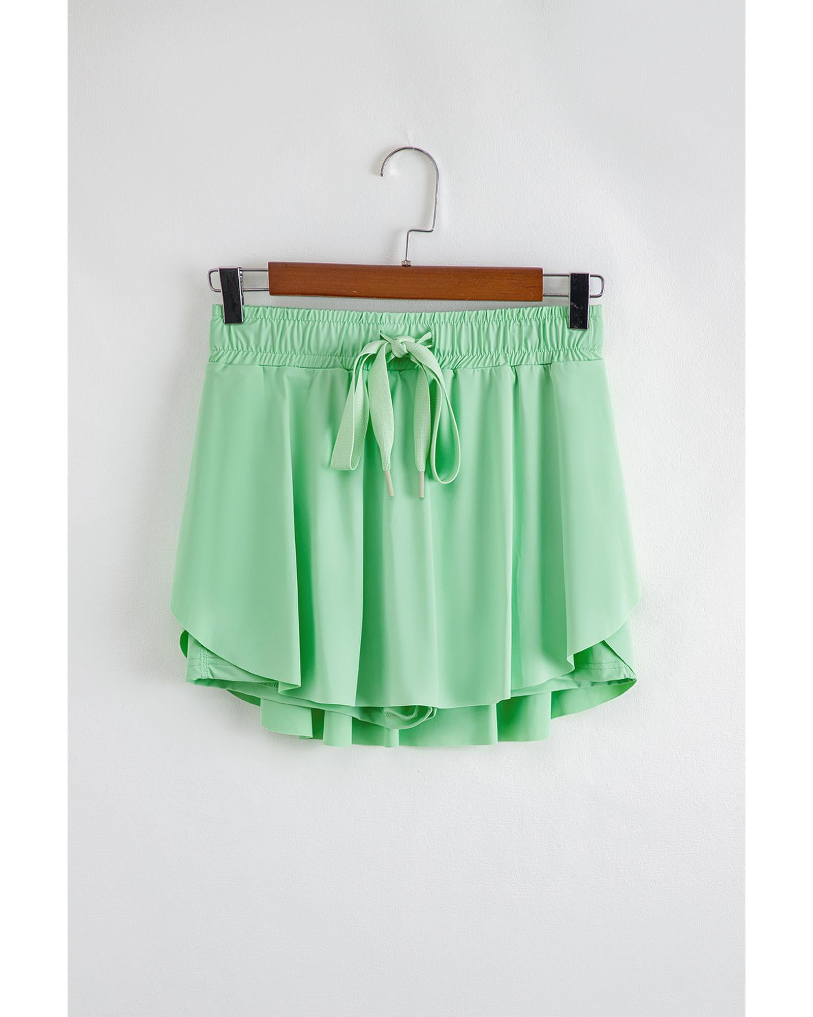 Light Green Drawstring High Waist Lined Tennis Skorts - S 6