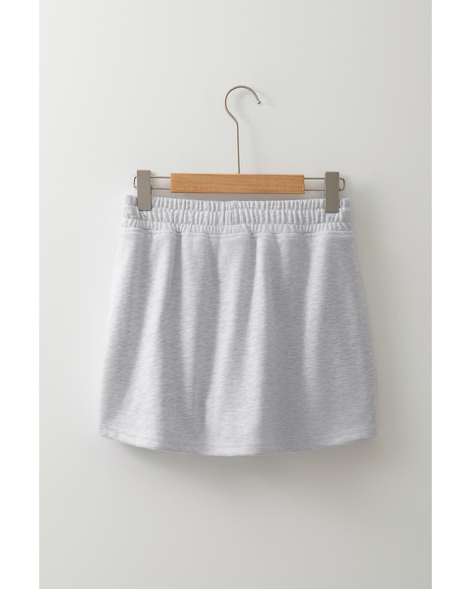 Light Grey French Terry Drawstring Mini Skort with Pockets - XL