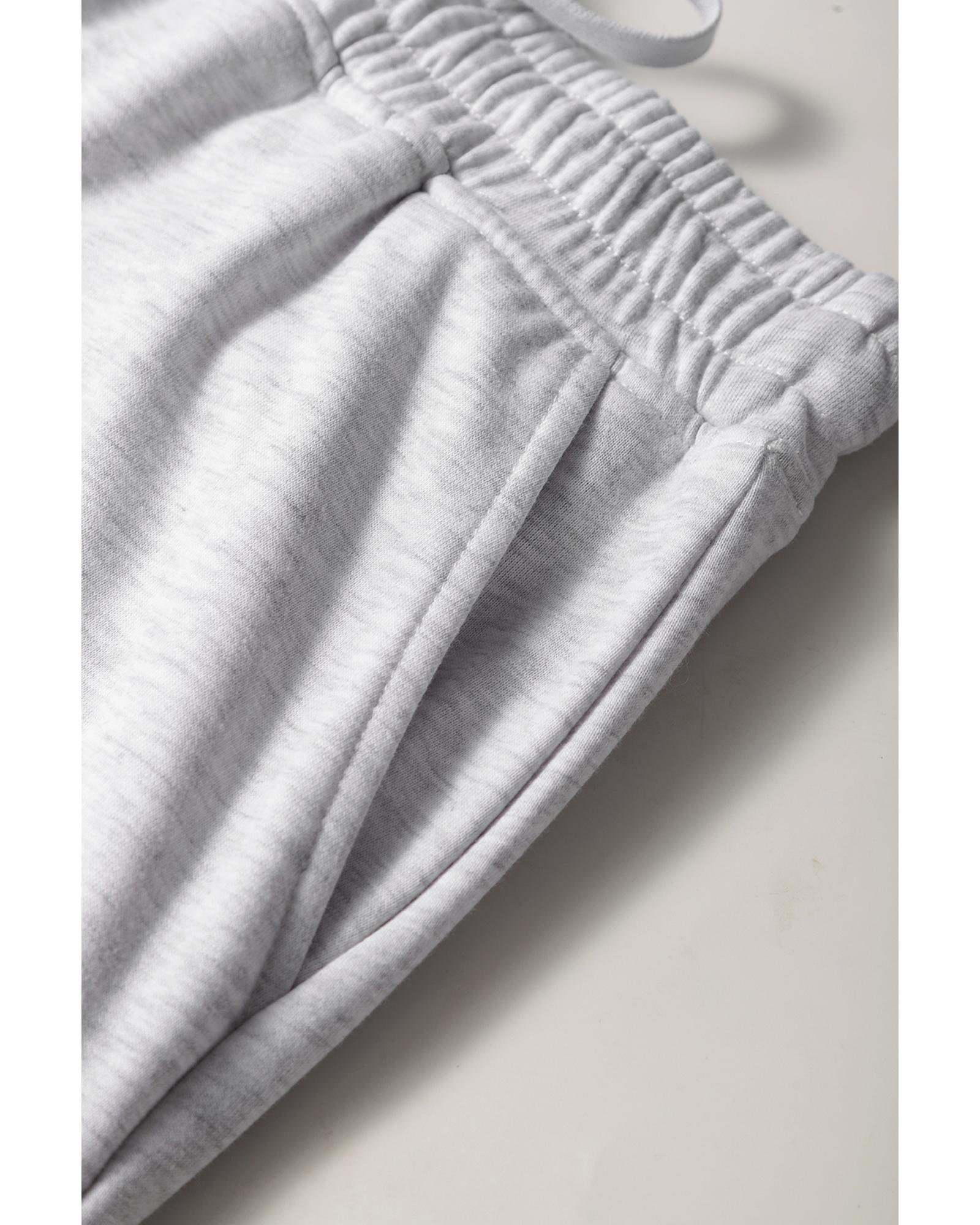 Light Grey French Terry Drawstring Mini Skort with Pockets - XL 3