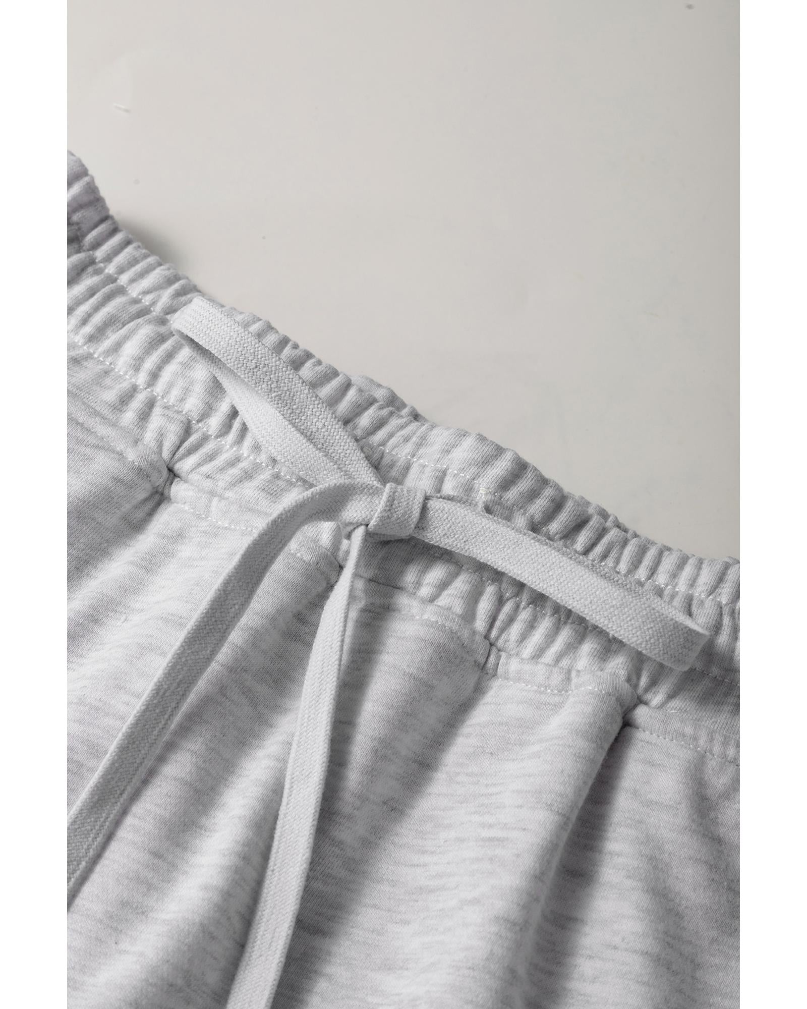 Light Grey French Terry Drawstring Mini Skort with Pockets - XL 5
