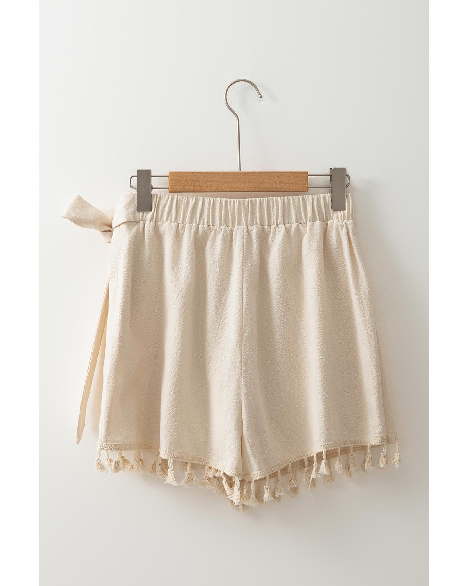 Apricot Tassel Trim Wrap Knot Side Bohemian Style Mini Skort - M 7