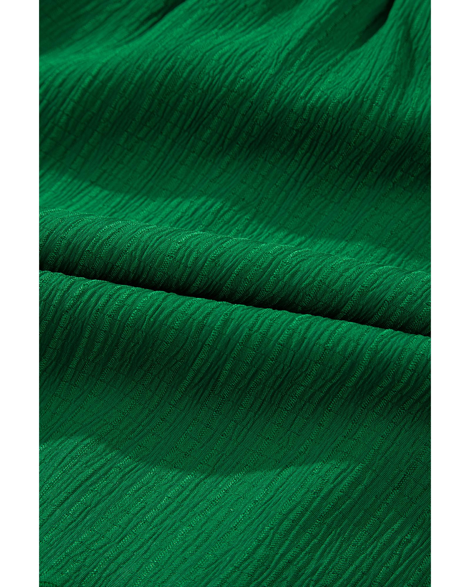 Dark Green Textured Frilled Lace-up High Waist Ruffle Wide Leg Shorts - L 5