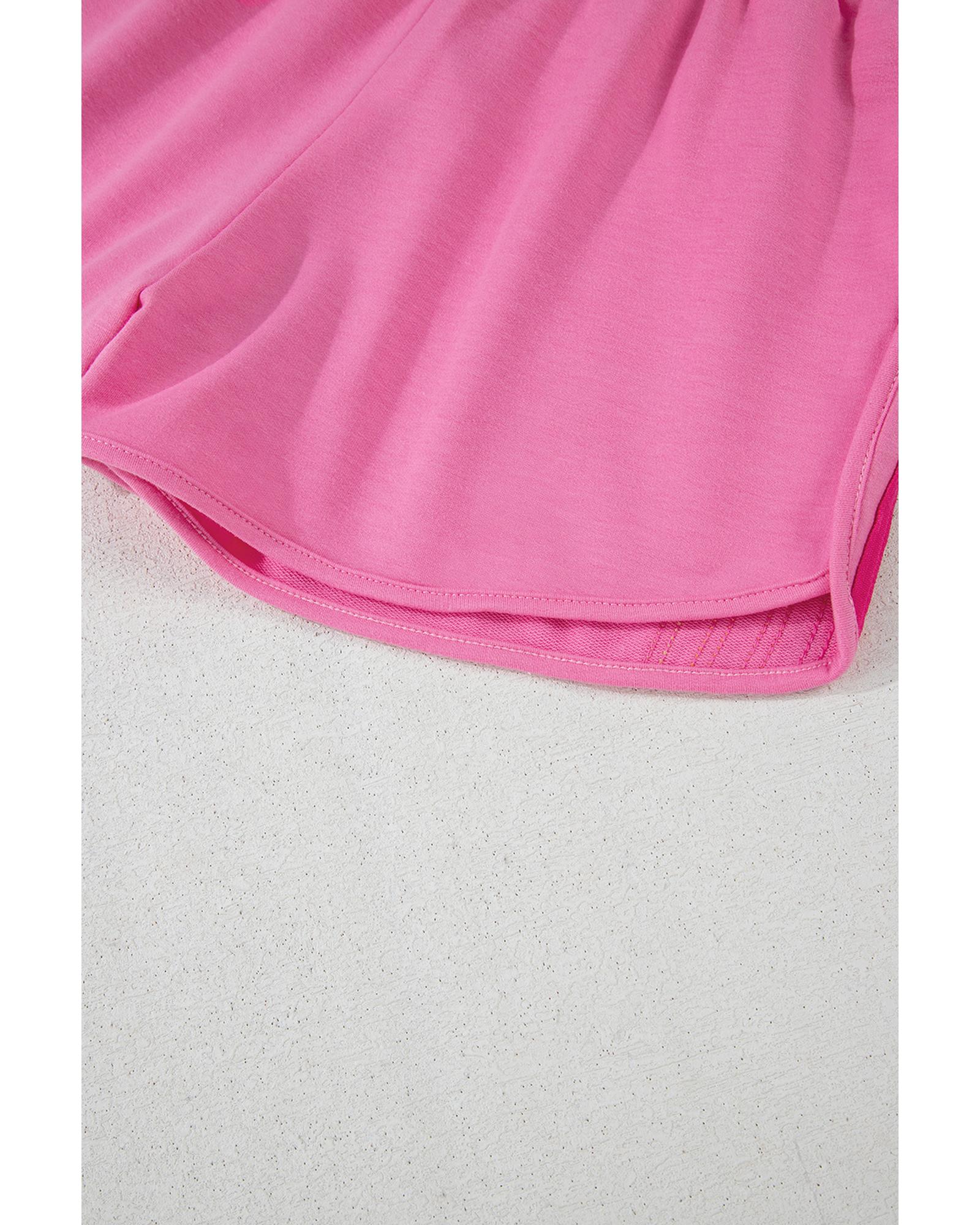 Bonbon Color Block Stripes Elastic High Waist Active Shorts - L 6