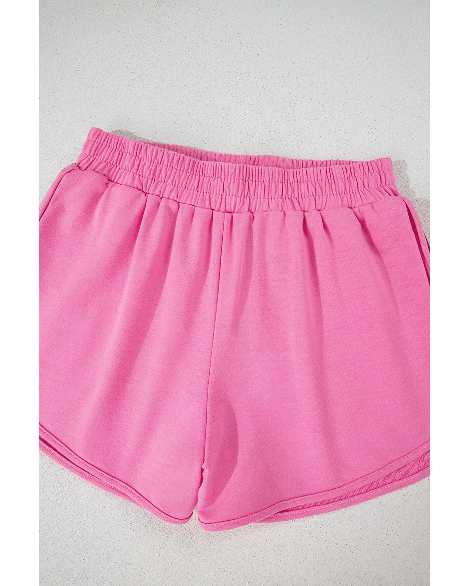 Bonbon Color Block Stripes Elastic High Waist Active Shorts - XL 4