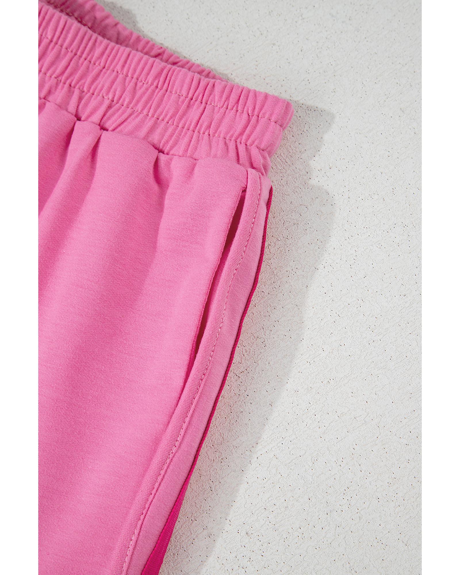Bonbon Color Block Stripes Elastic High Waist Active Shorts - XL 6