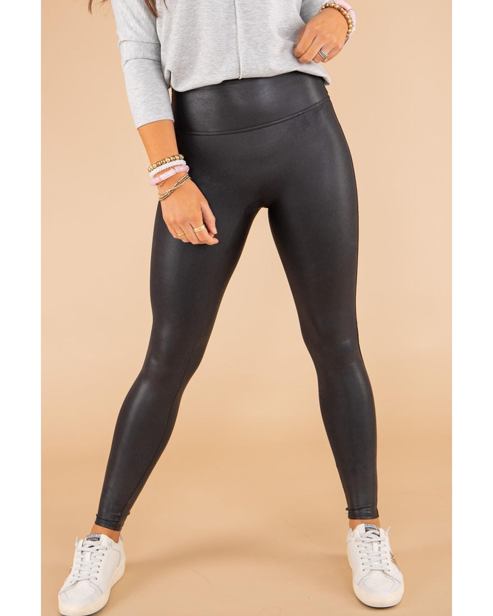 Black Faux Leather Skinny Leggings - S 5