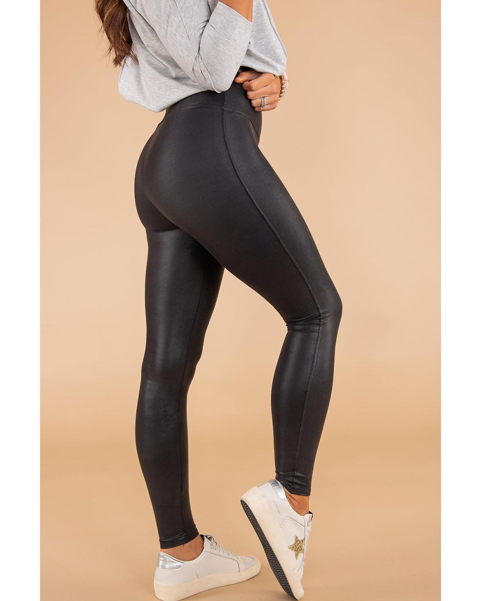 Black Faux Leather Skinny Leggings - XL 4